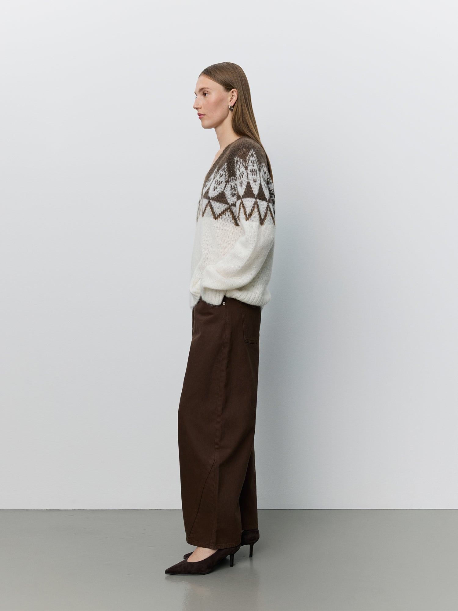 Sofie Schnoor WOMEN ALLEGRASW V-NECK KNIT SWEATER Cardigan 9144 Off White - Brown
