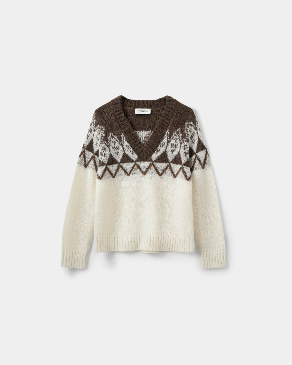 Sofie Schnoor WOMEN ALLEGRASW V-NECK KNIT SWEATER Cardigan 9144 Off White - Brown