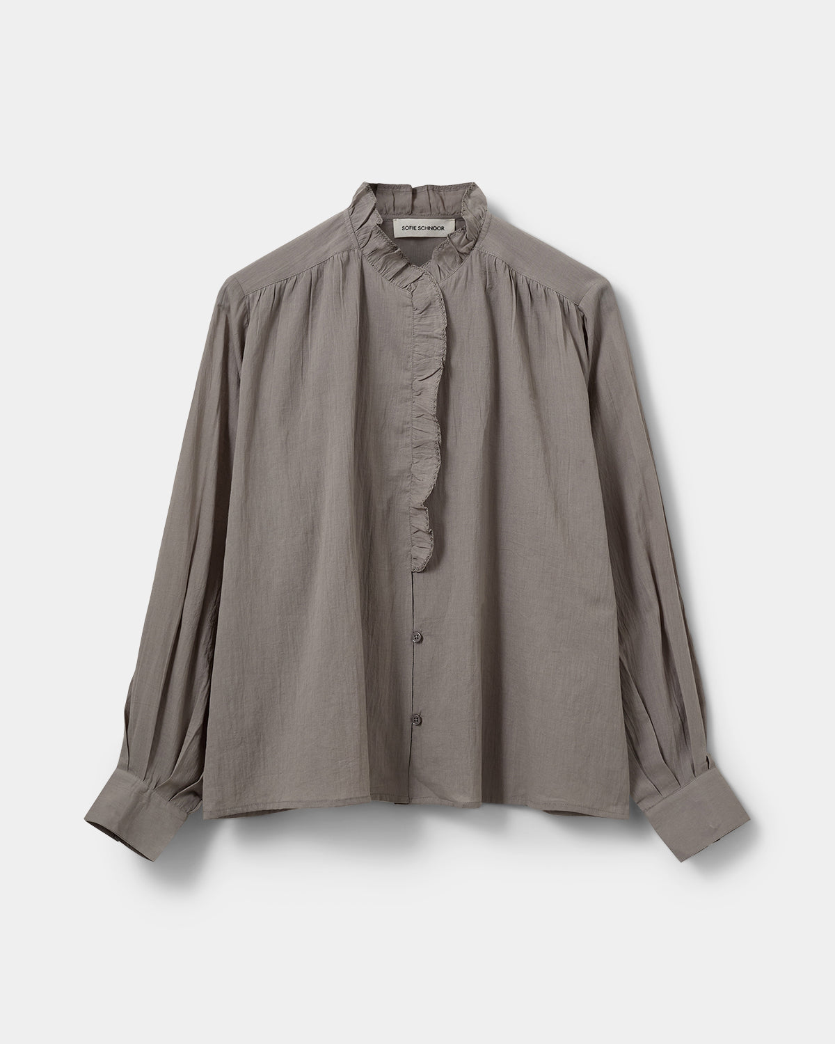 Sofie Schnoor WOMEN EDNASW FRILLED PLACKET SHIRT Shirt 8052 Stone Grey