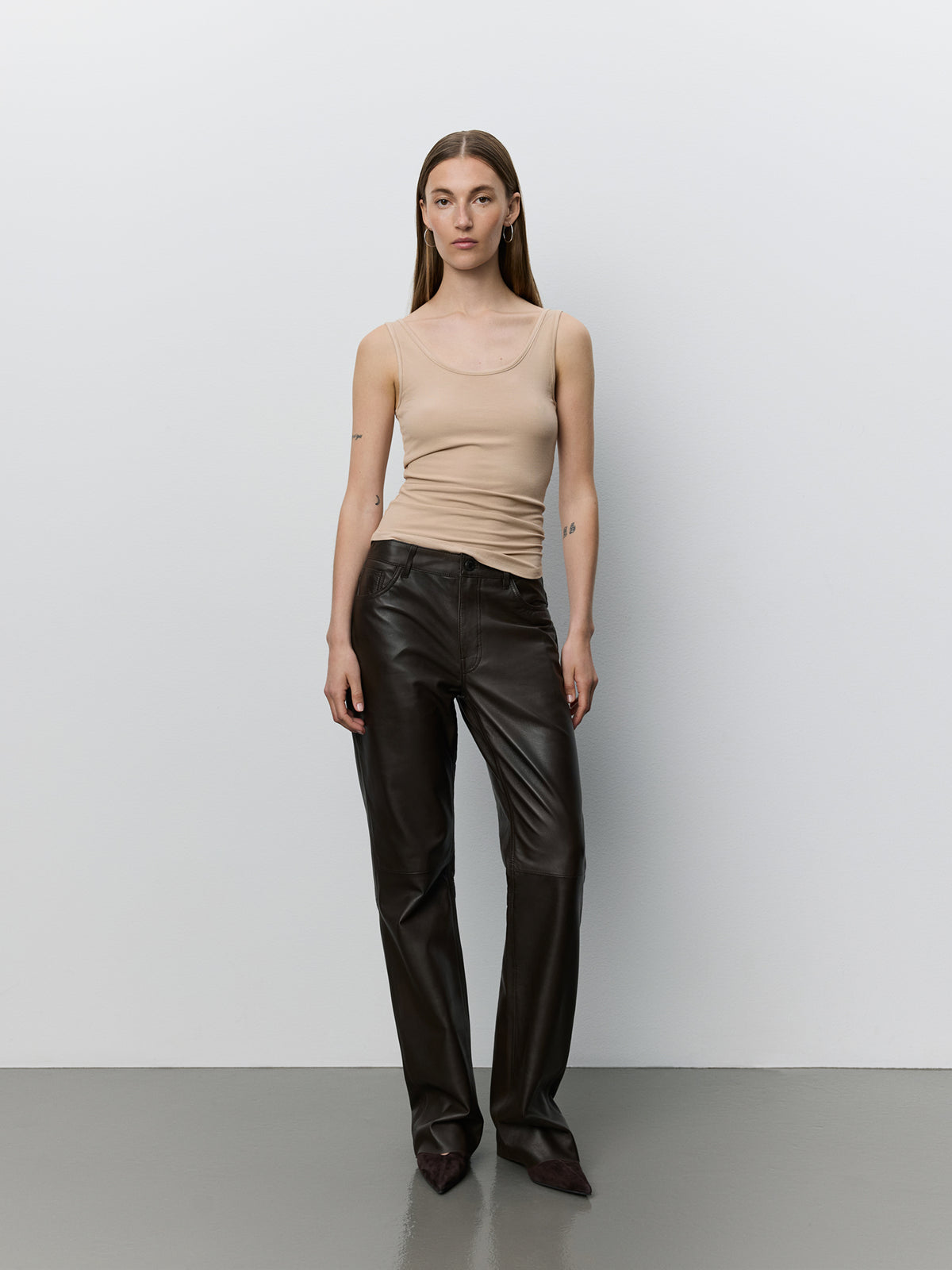 Sofie Schnoor WOMEN GATTISW LEATHER PANTS Trousers 7025 Dark brown