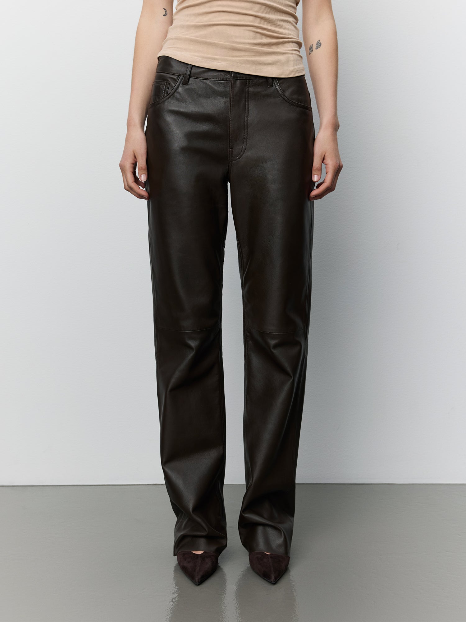 Sofie Schnoor WOMEN GATTISW LEATHER PANTS Trousers 7025 Dark brown