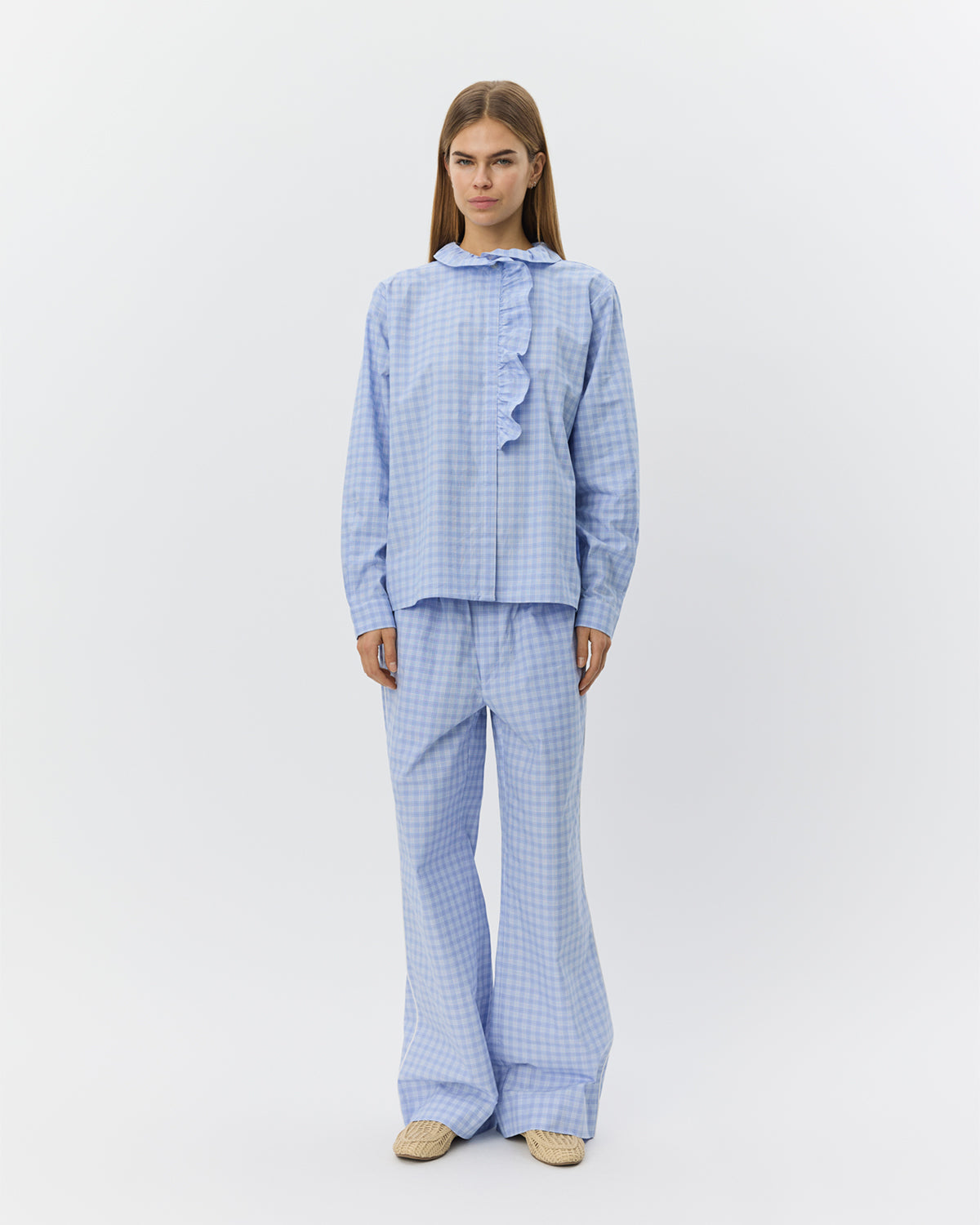 Sofie Schnoor WOMEN JORDENSW CHECK WIDE LEG TROUSERS Trousers 5036 Blue