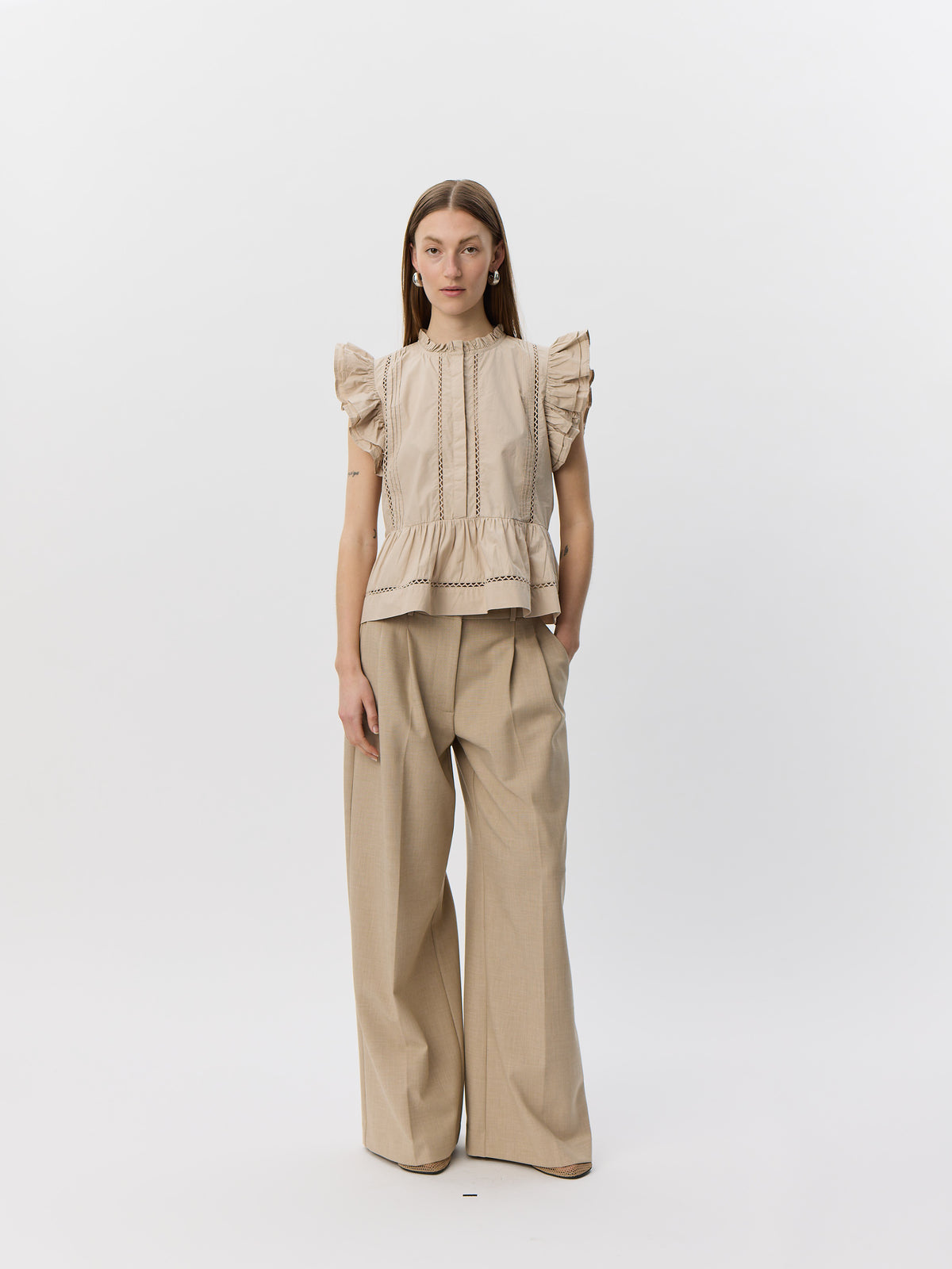 Sofie Schnoor WOMEN JULIENSW FRILL COTTON TOP Top 8058 Feather Gray