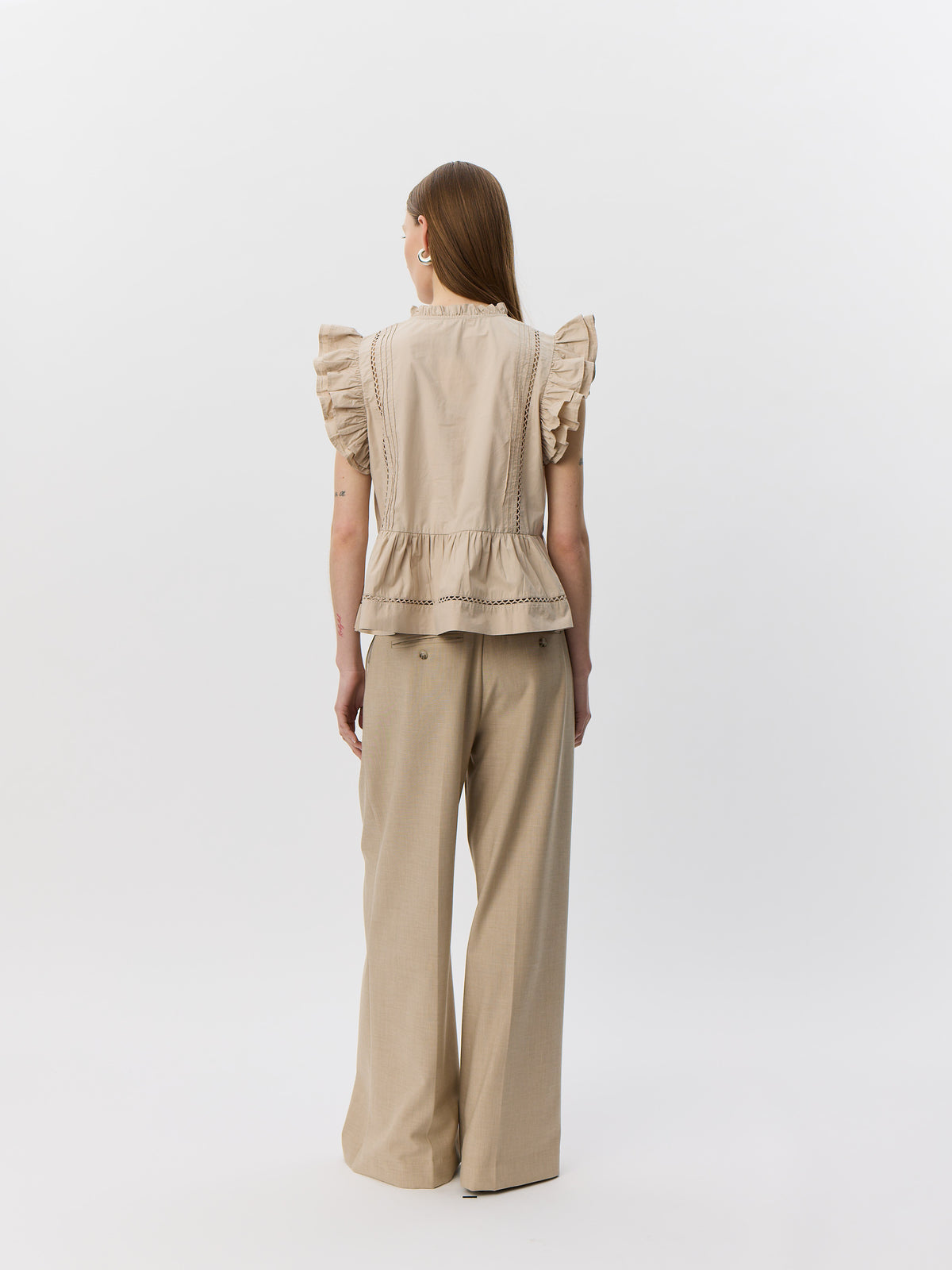 Sofie Schnoor WOMEN JULIENSW FRILL COTTON TOP Top 8058 Feather Gray