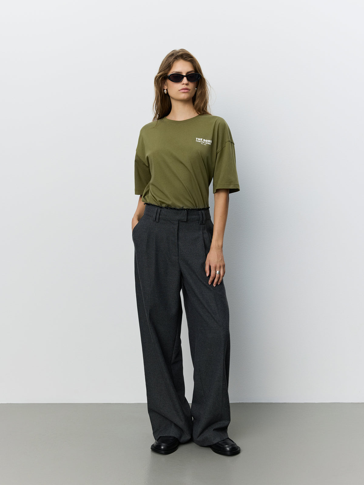 Sofie Schnoor WOMEN KIMJASW RAW EDGE TROUSERS Trousers 8011 Dark grey melange