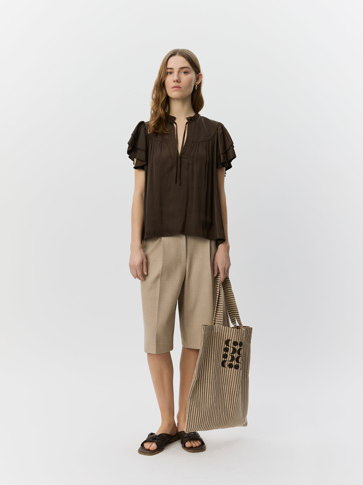 Sofie Schnoor WOMEN LALILASW FRILL TOP Top 7162 Intense Brown