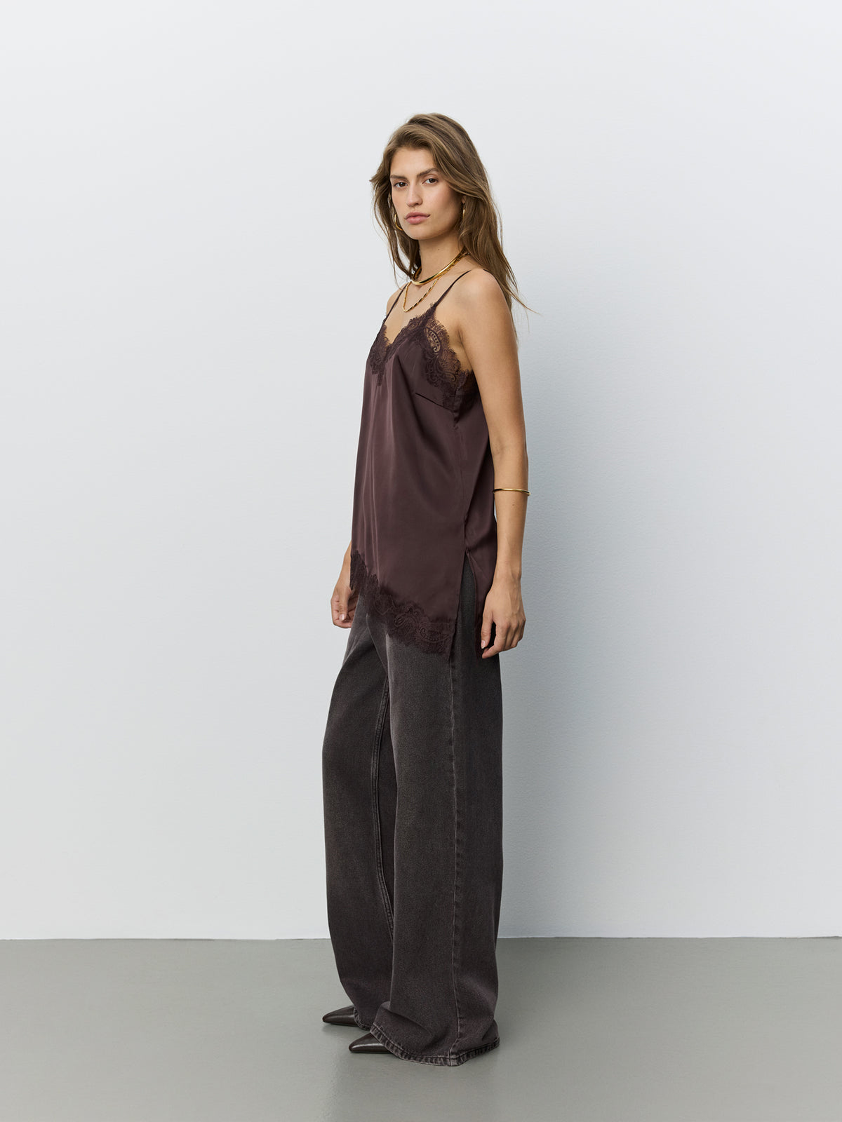 Sofie Schnoor WOMEN LEONASW SATIN LACE TOP Top 7168 Dark Plum