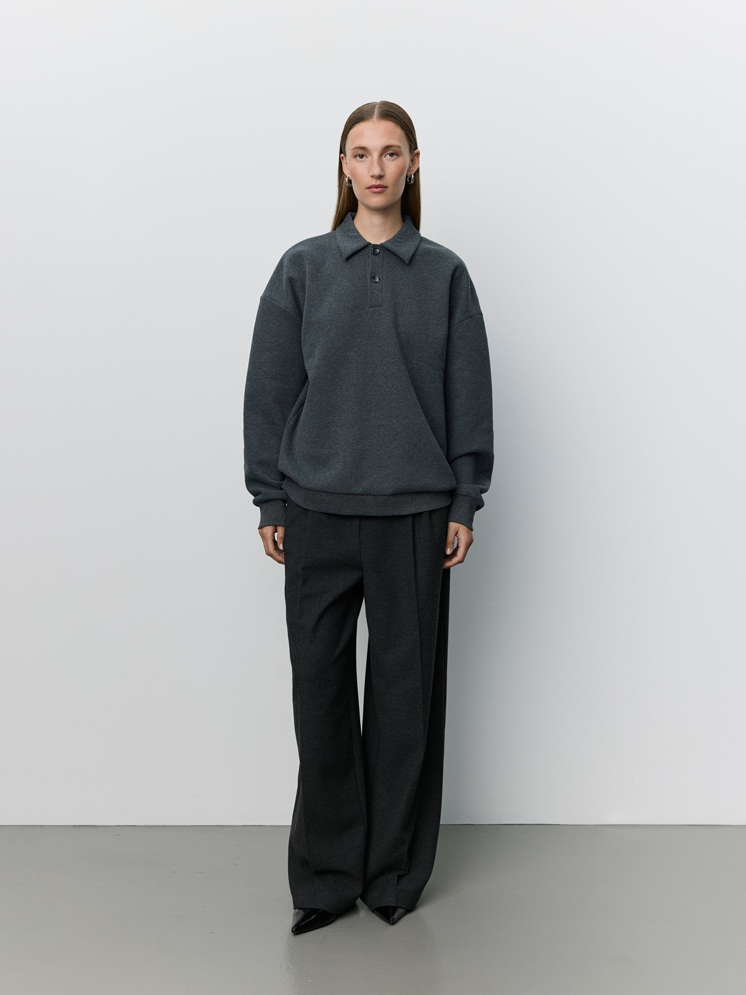 Sofie Schnoor WOMEN LUMESW POLO SWEATSHIRT T-shirt Long Sleeve 8011 Dark grey melange