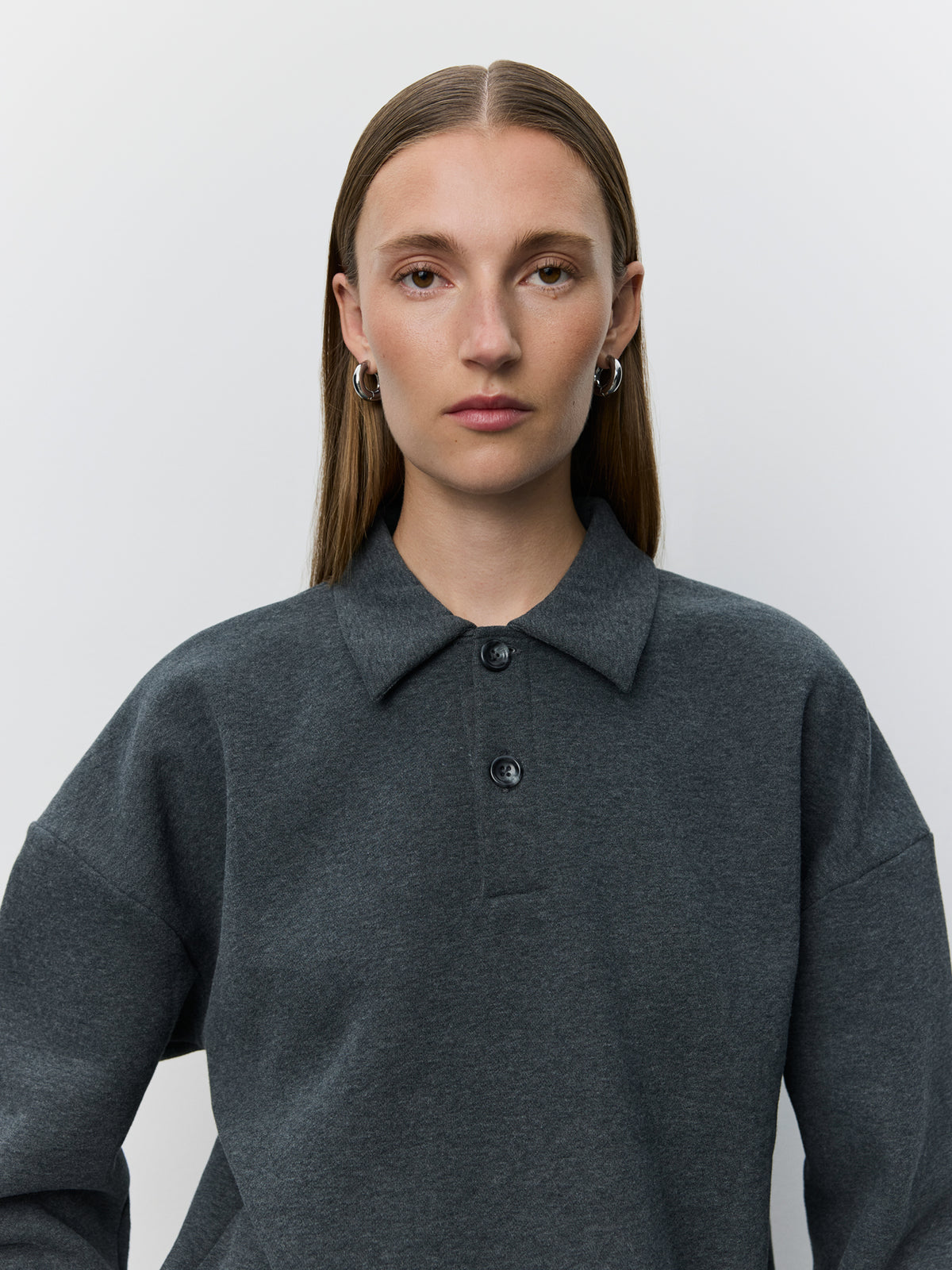 Sofie Schnoor WOMEN LUMESW POLO SWEATSHIRT T-shirt Long Sleeve 8011 Dark grey melange