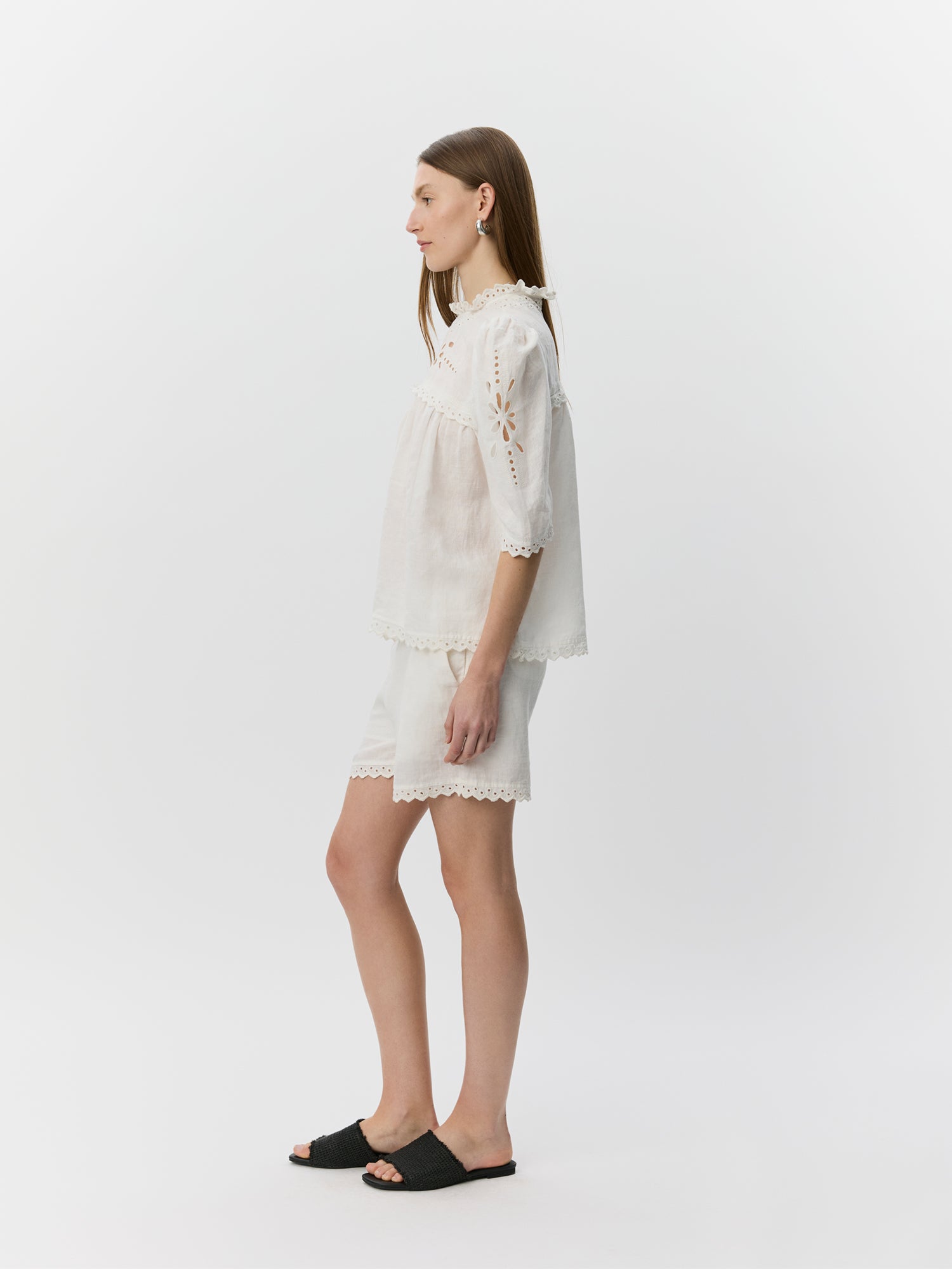 Sofie Schnoor WOMEN MAIASW EMBROIDERED CUT-OUT LACE TOP Top 0159 Cream White