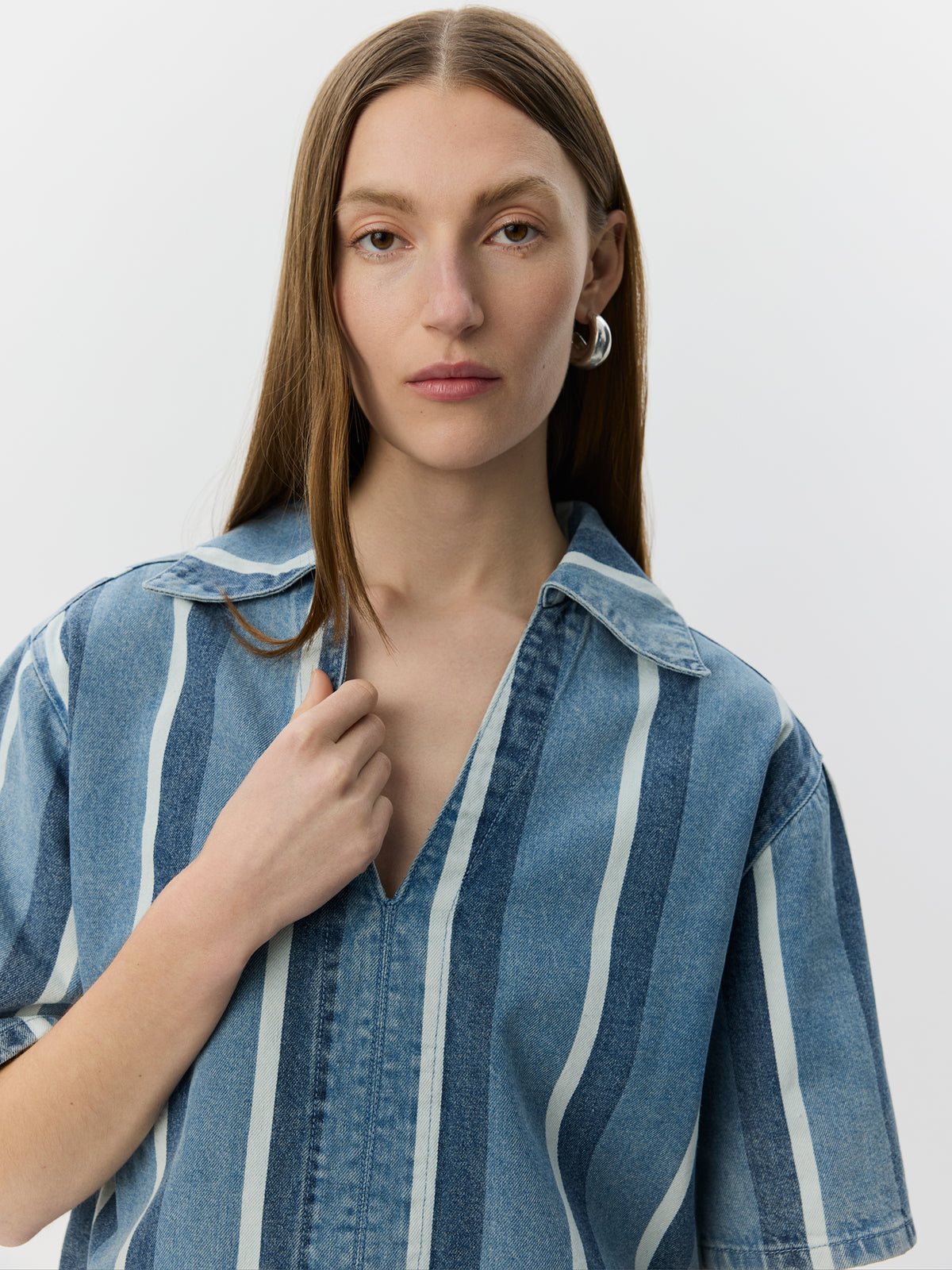 Sofie Schnoor WOMEN MAKISW STRIPED DENIM SHIRT Shirt 5123 Blue denim Stripe