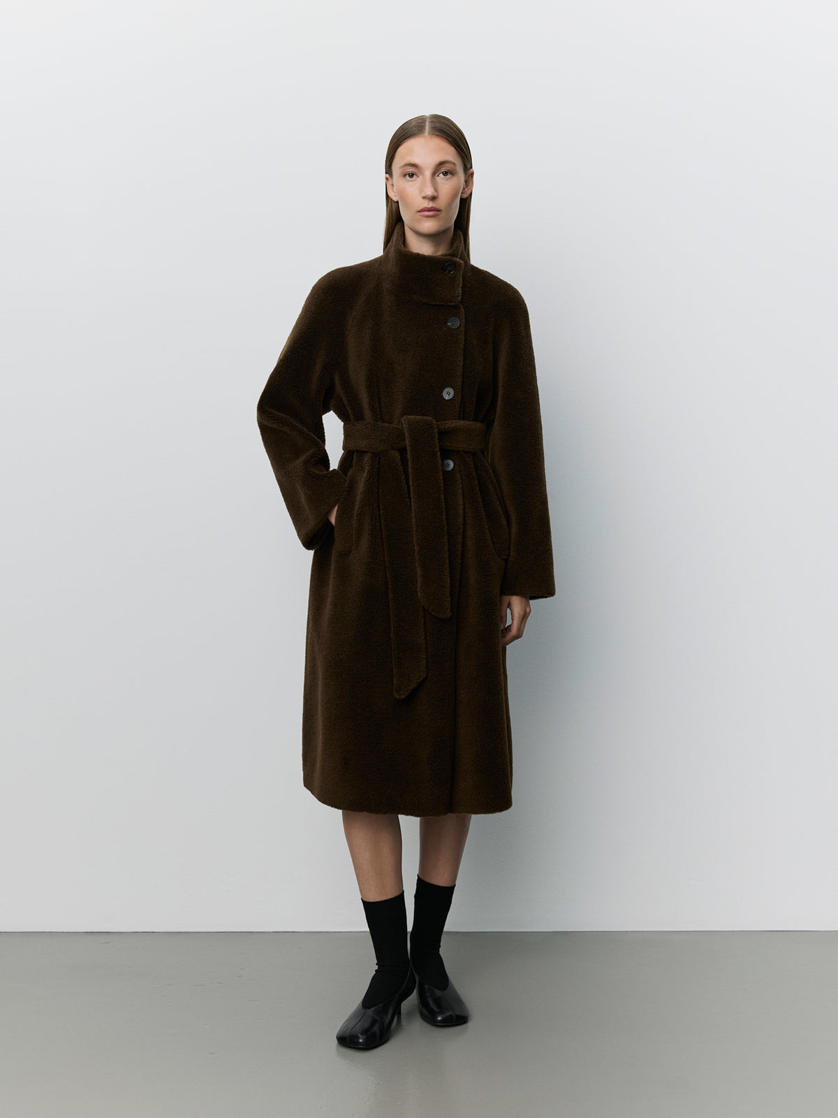 Sofie Schnoor WOMEN MARGITSW WOOL FUR COAT Jacket 7025 Dark brown