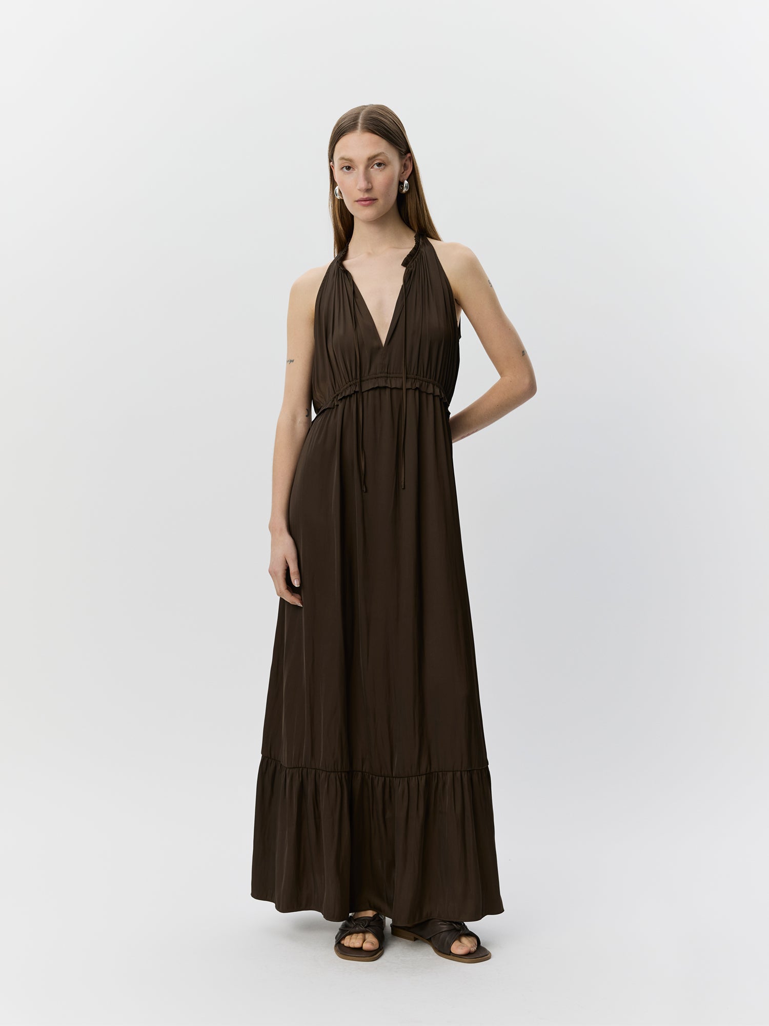 Sofie Schnoor WOMEN MELSW HALTER NECK MAXI DRESS Dress 7162 Intense Brown