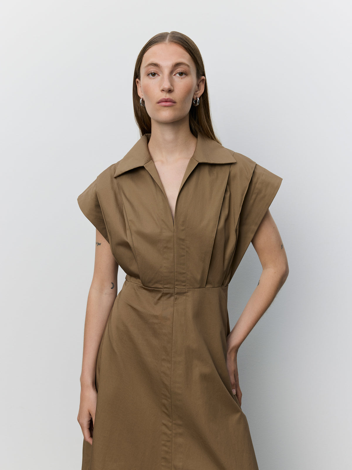 Sofie Schnoor WOMEN MINERASW LONG DRESS WITH PLEATS Dress 9099 Middle Brown