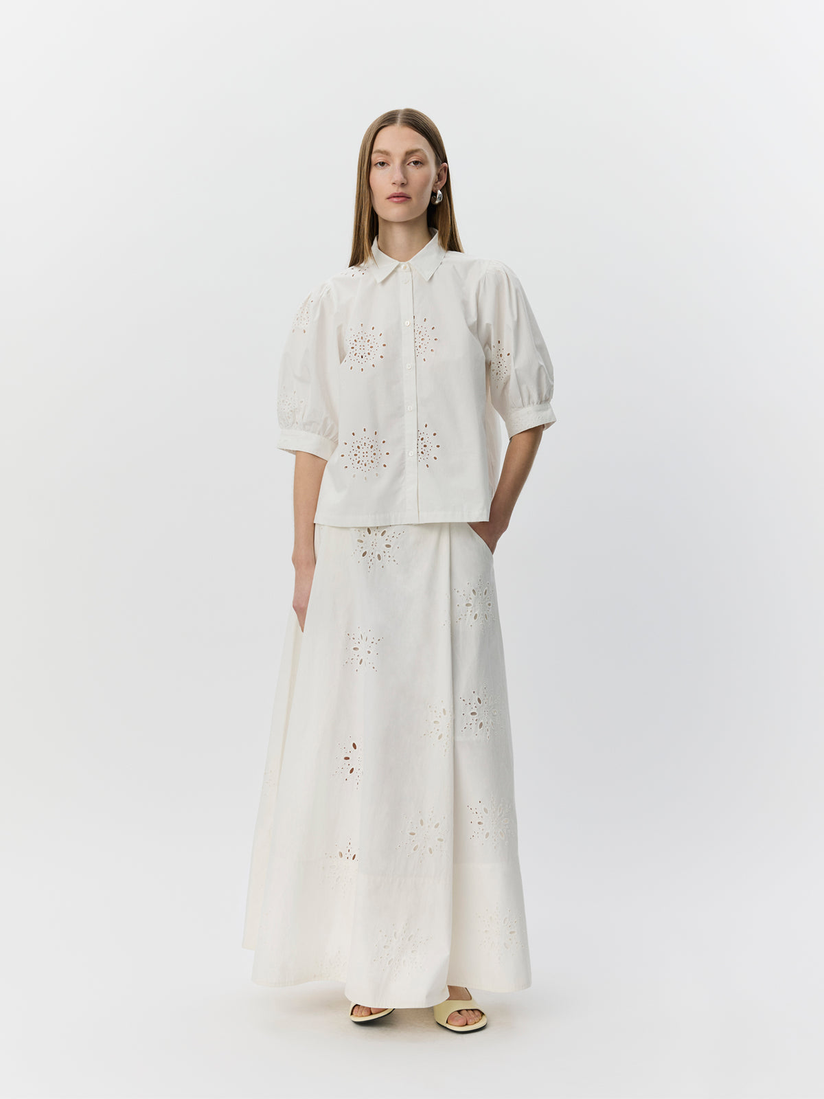 Sofie Schnoor WOMEN NOORSW BRODERIE ANGLAISE MAXI SKIRT Skirt 0124 Snow white