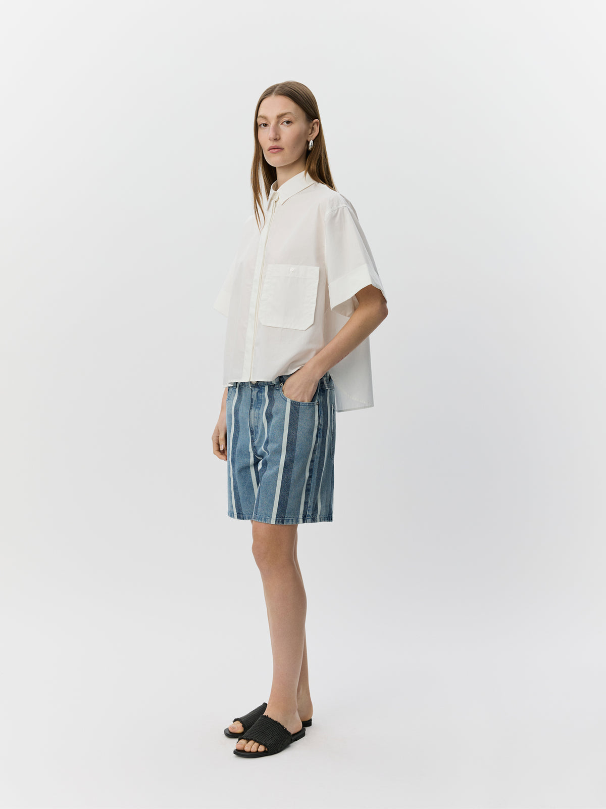 Sofie Schnoor WOMEN OZILASW STRIPED DENIM SHORTS Shorts 5123 Blue denim Stripe