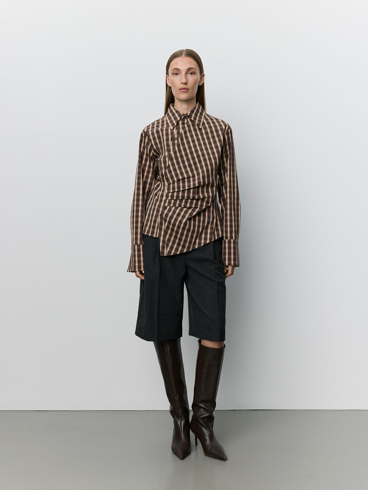 Sofie Schnoor WOMEN PAIGESW ASYMMETRIC SHIRT Shirt 9007 Brown check