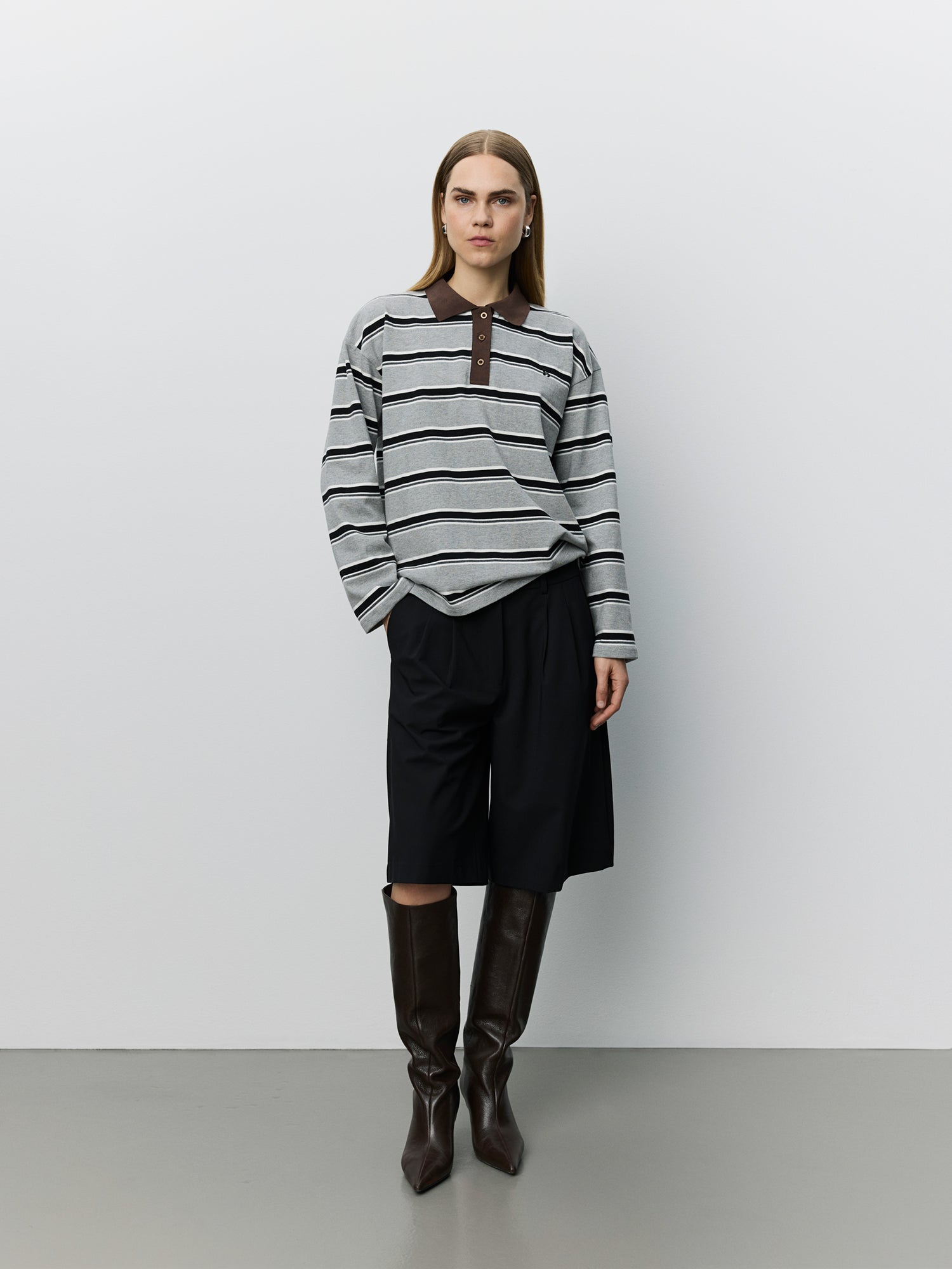 Sofie Schnoor WOMEN PRIASW STRIPED POLO Sweatshirt 8048 Grey Striped