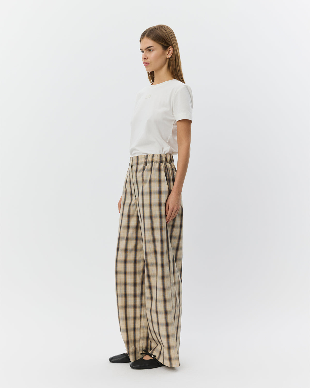 Sofie Schnoor WOMEN REINESW CHECK WIDE LEG TROUSERS Trousers 8040 Grey check
