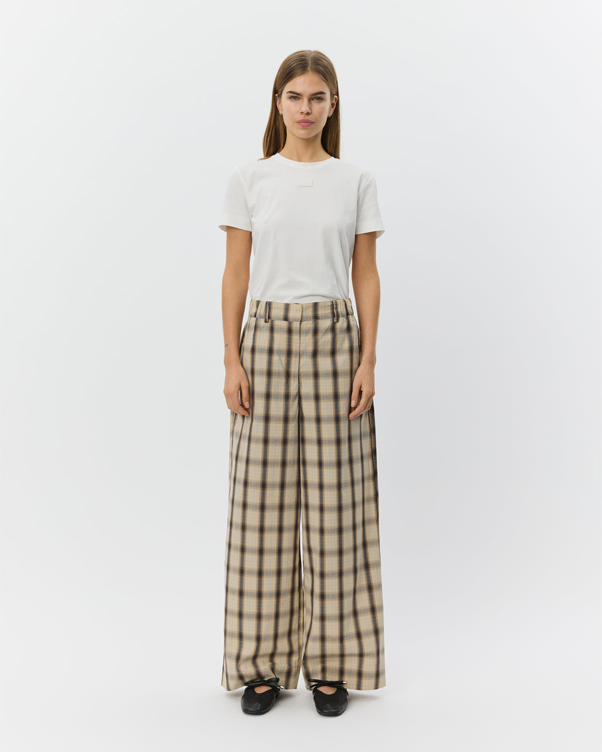 Sofie Schnoor WOMEN REINESW CHECK WIDE LEG TROUSERS Trousers 8040 Grey check