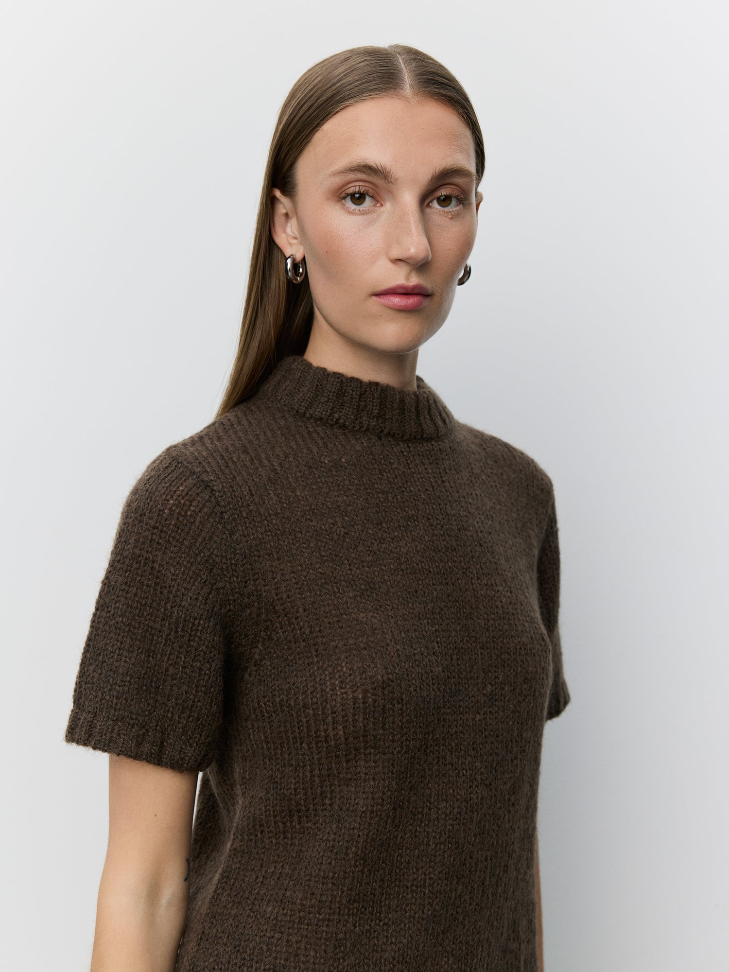 Sofie Schnoor WOMEN SAGASW SHORT SLEEVE KNIT SWEATER Knit 7025 Dark brown