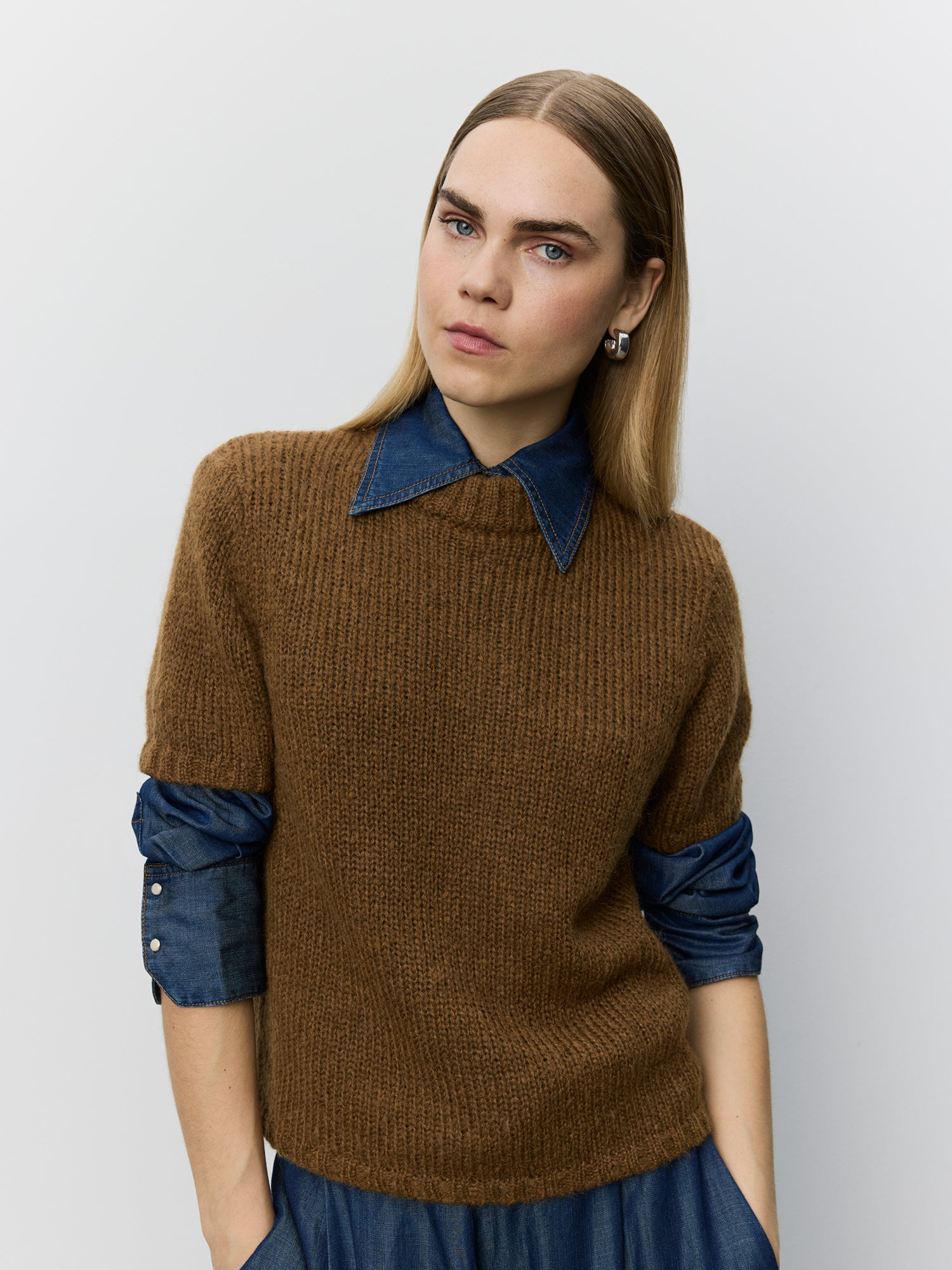 Sofie Schnoor WOMEN SAGASW SHORT SLEEVE KNIT SWEATER Knit 7164 Maple Brown