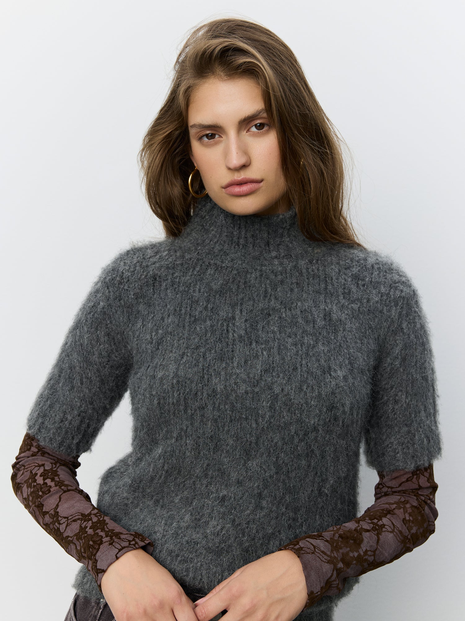 Sofie Schnoor WOMEN SAMINASW SHORT SLEEVE KNIT TOP Knit 8008 Dark grey