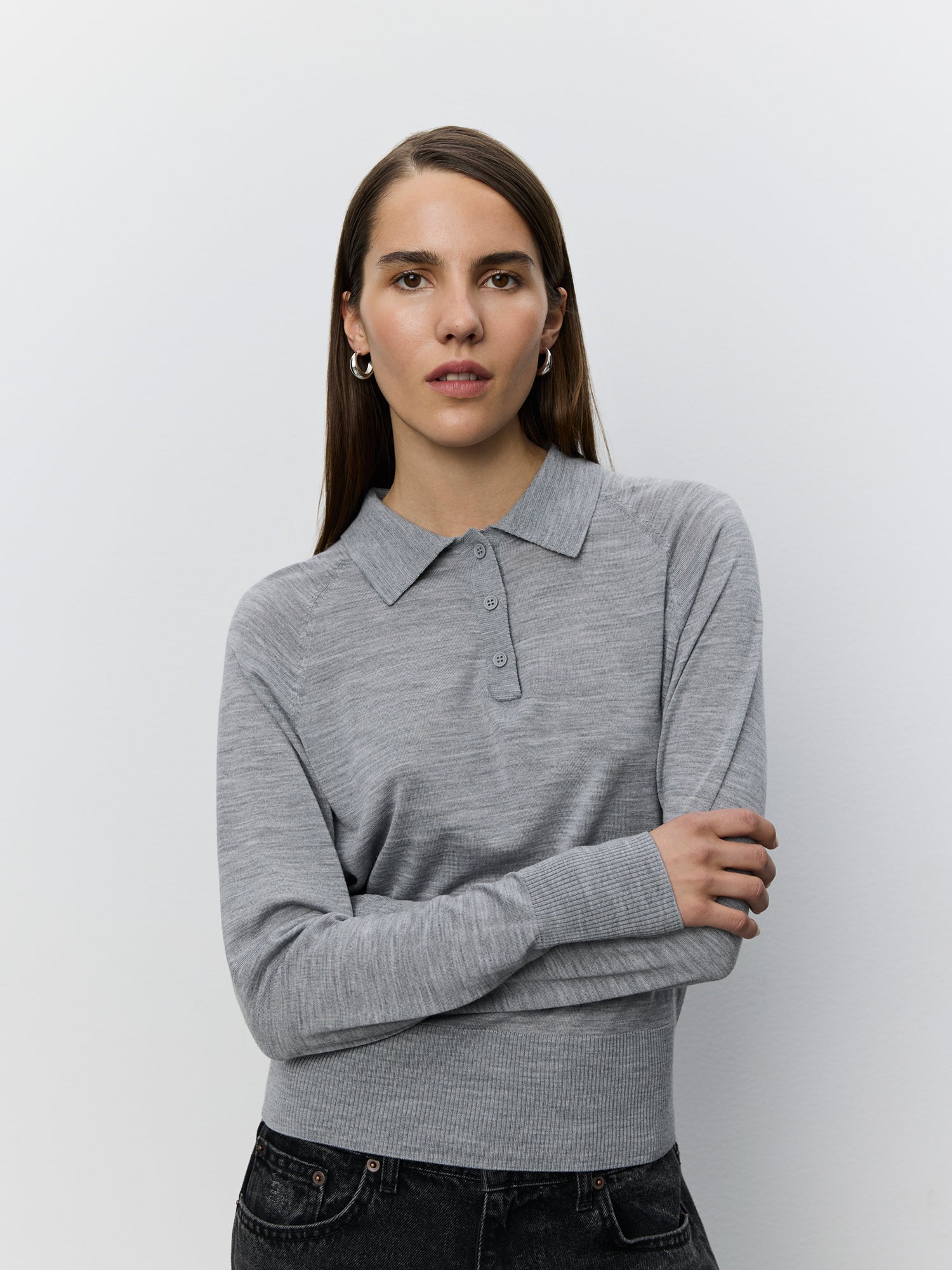 Sofie Schnoor WOMEN SELENESW KNIT POLO Knit 8000 Grey Melange