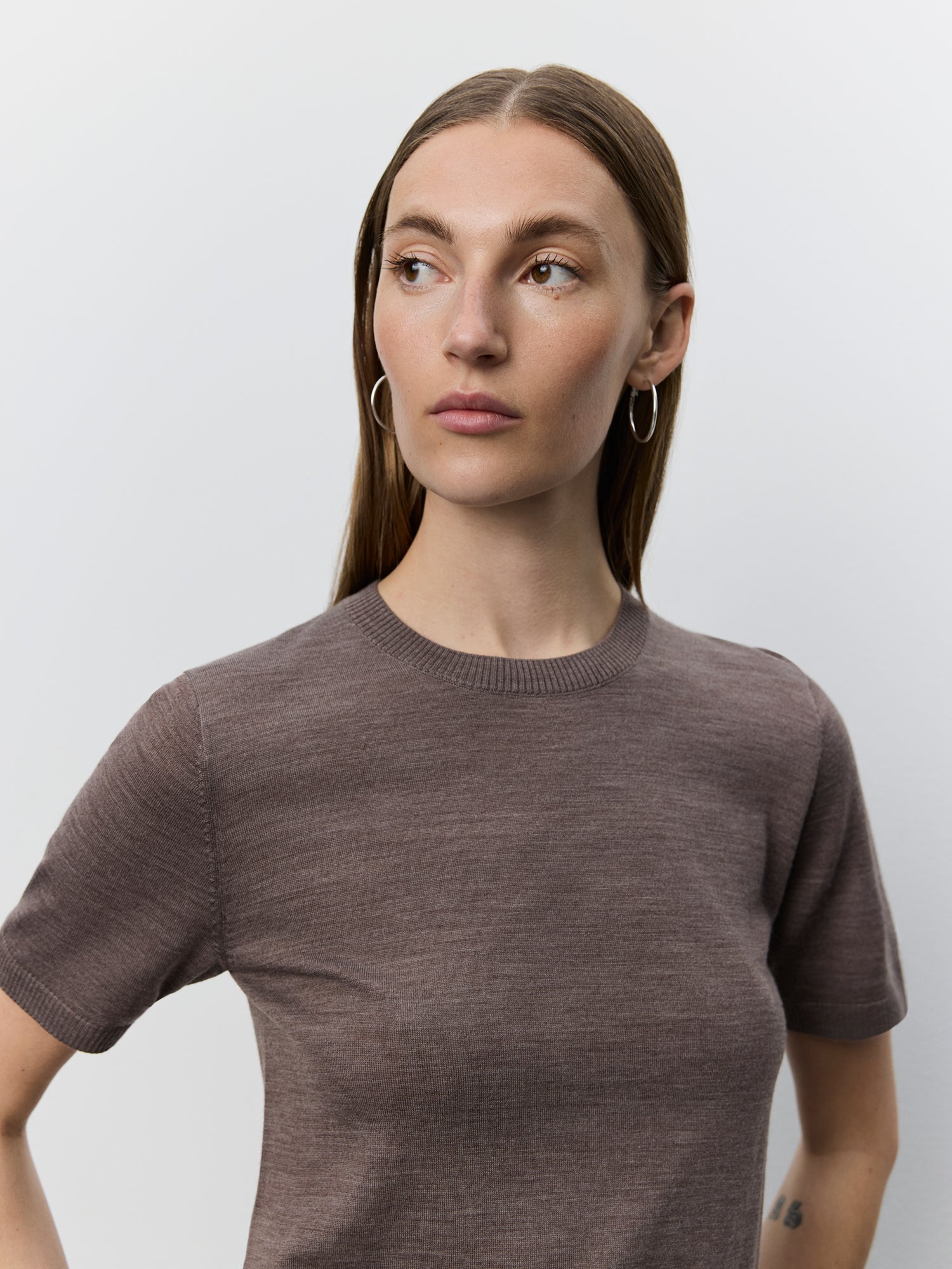 Sofie Schnoor WOMEN SORELLASW SHORT SLEEVE KNIT BLOUSE Blouse 7071 Brown melange