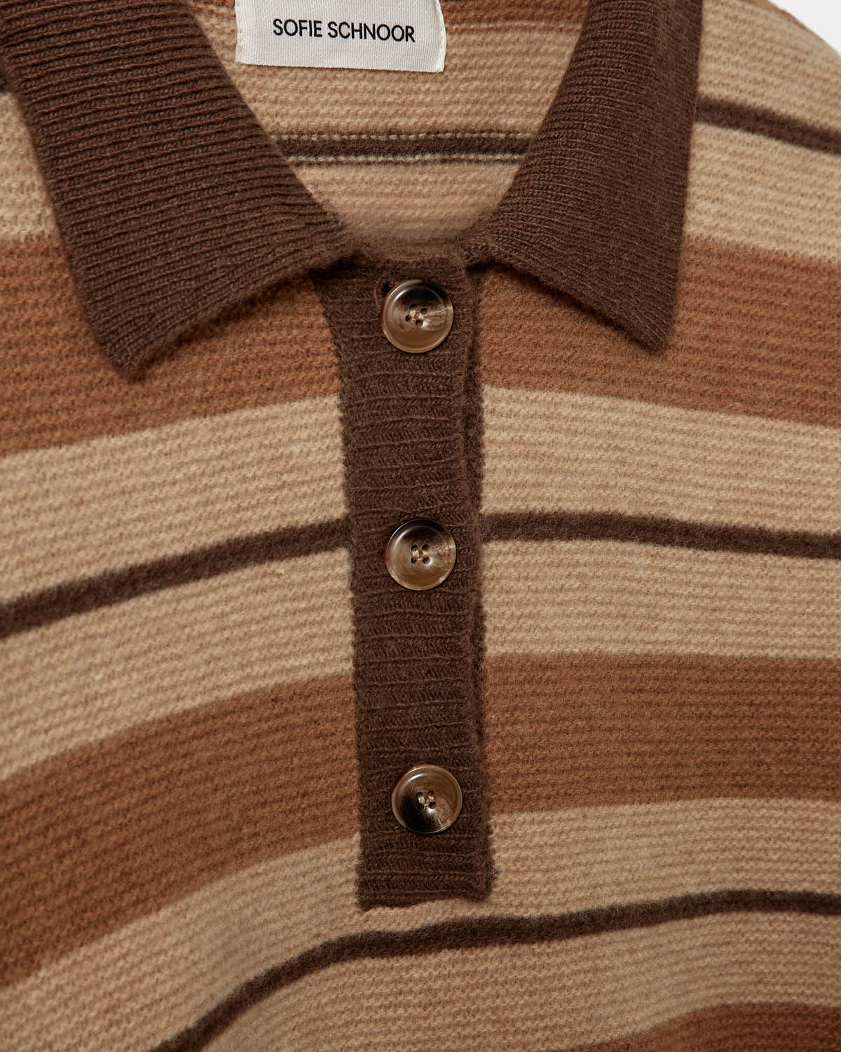 Sofie Schnoor WOMEN STORMASW STRIPED KNIT POLO Cardigan 7071 Brown melange