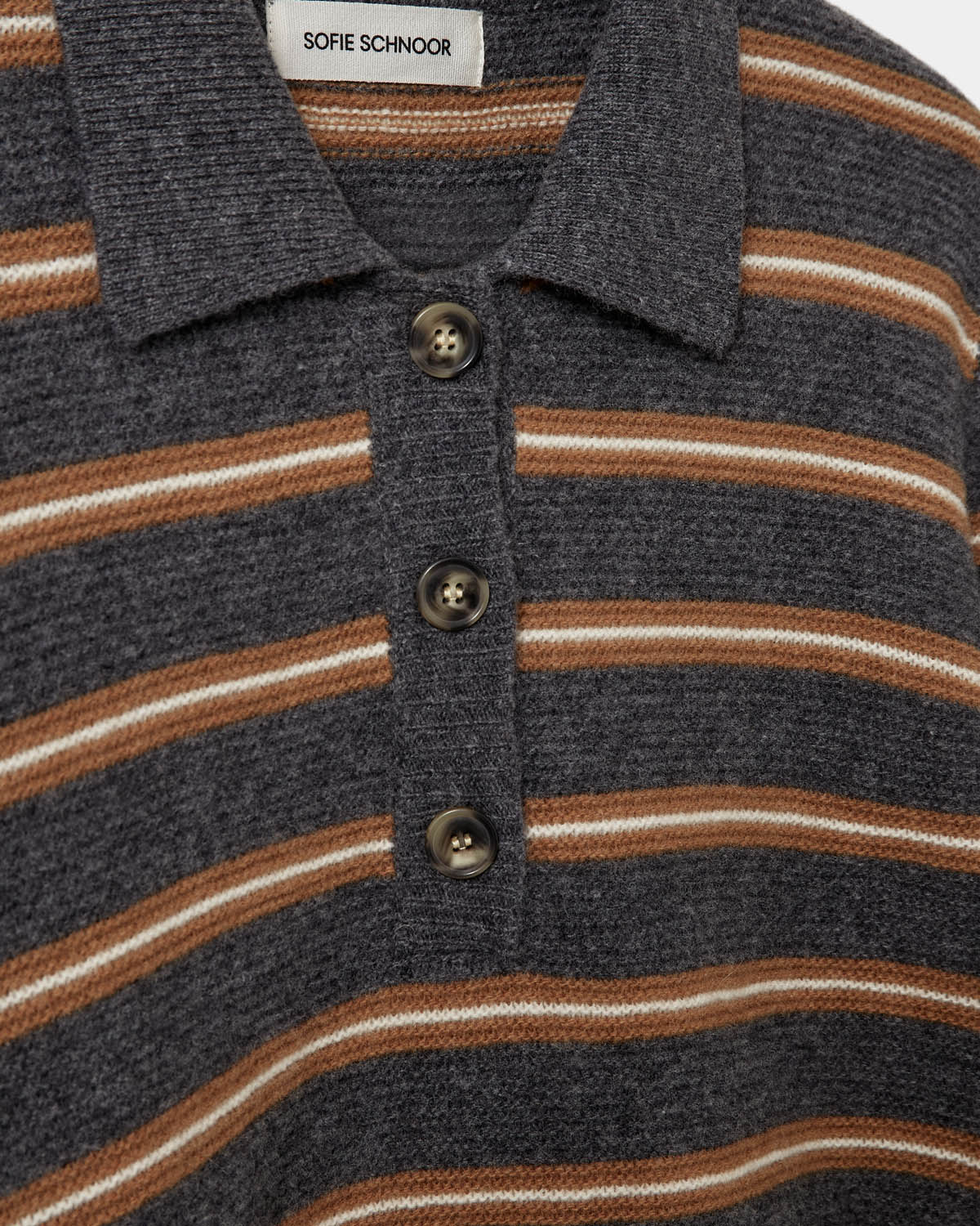 Sofie Schnoor WOMEN STORMASW STRIPED KNIT POLO Cardigan 8011 Dark grey melange