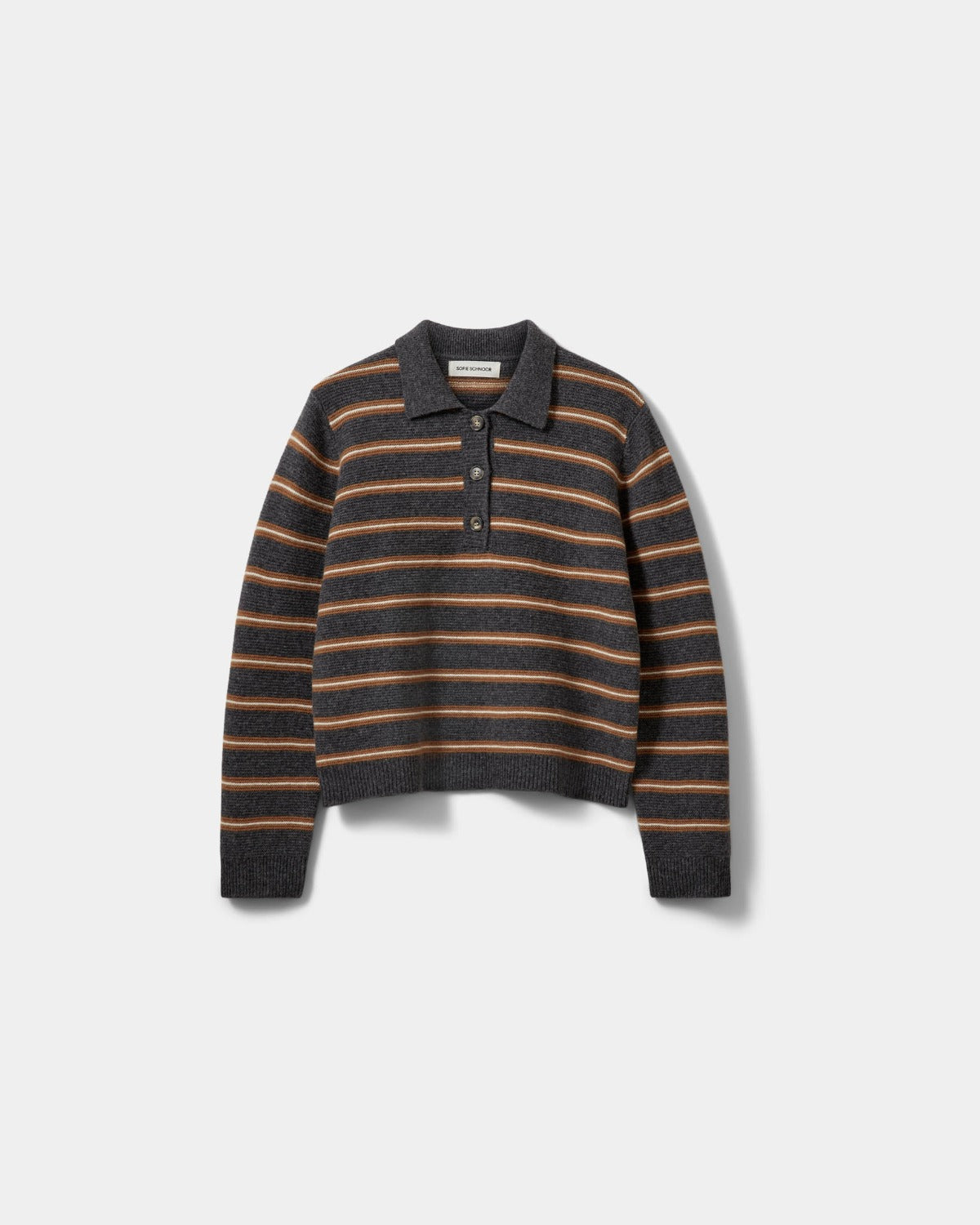 Sofie Schnoor WOMEN STORMASW STRIPED KNIT POLO Cardigan 8011 Dark grey melange