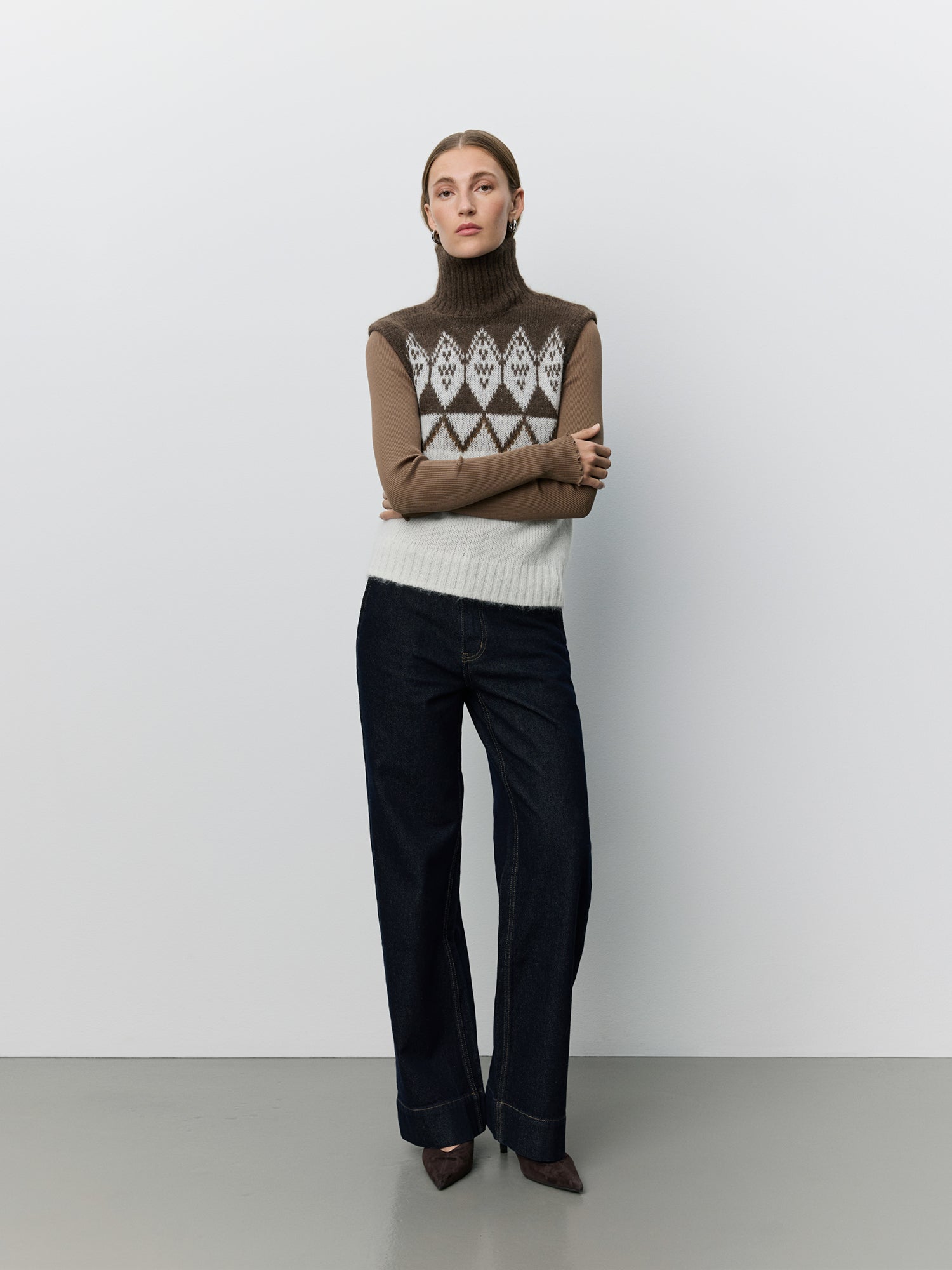 Sofie Schnoor WOMEN VILDASW HIGH NECK KNIT VEST Knit 9144 Off White - Brown