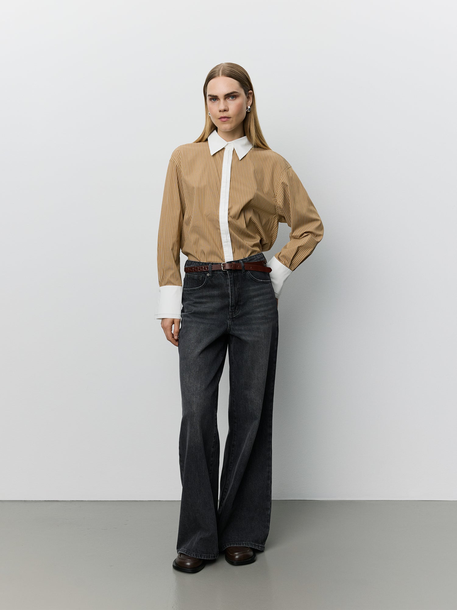 Sofie Schnoor WOMEN ALLISONSW DOUBLE-CUFF SHIRT Shirt 7165 Maple Brown Striped
