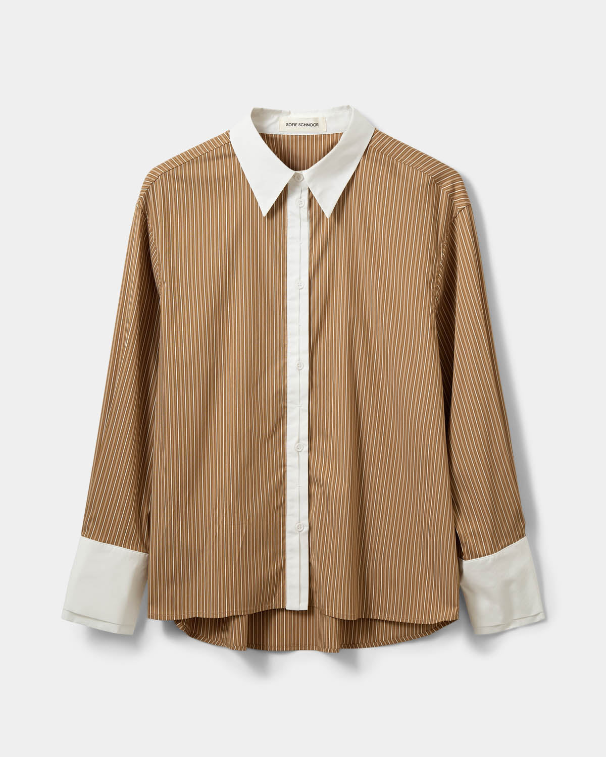 Sofie Schnoor WOMEN ALLISONSW DOUBLE-CUFF SHIRT Shirt 7165 Maple Brown Striped