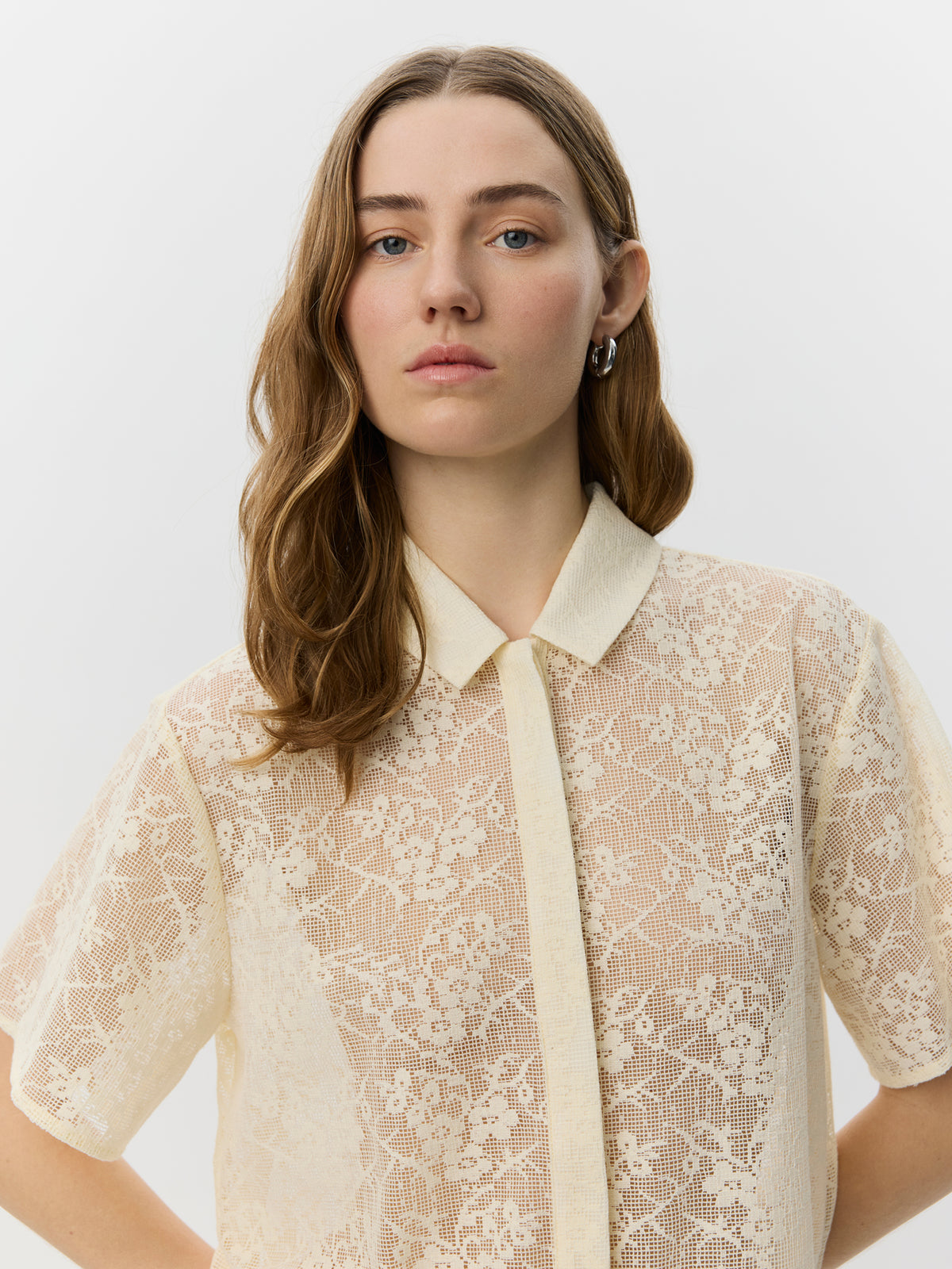Sofie Schnoor WOMEN CARMELASW CROCHET LACE SHIRT T-shirt 0159 Cream White