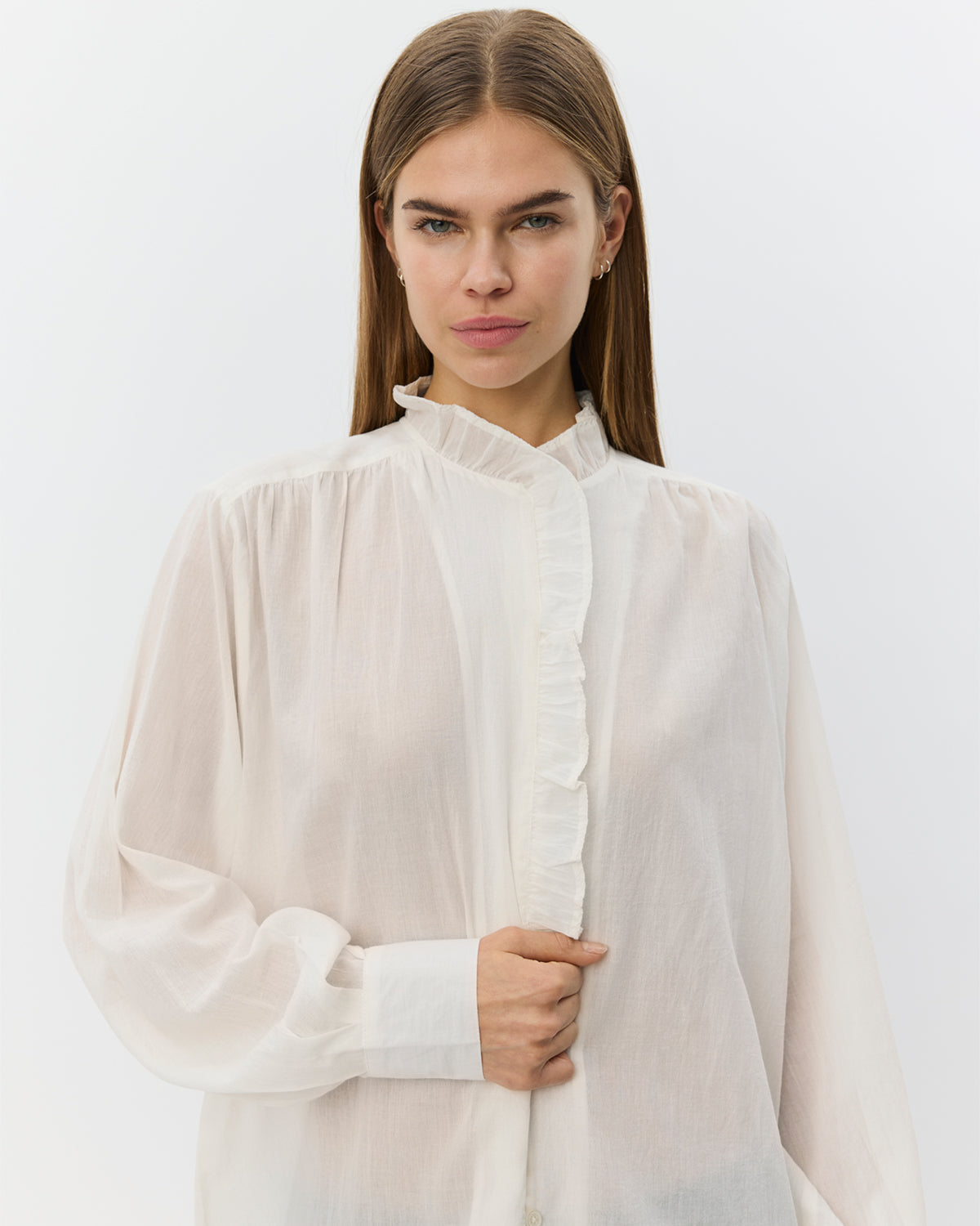 Sofie Schnoor WOMEN EDNASW FRILLED PLACKET SHIRT Shirt 0103 Off white