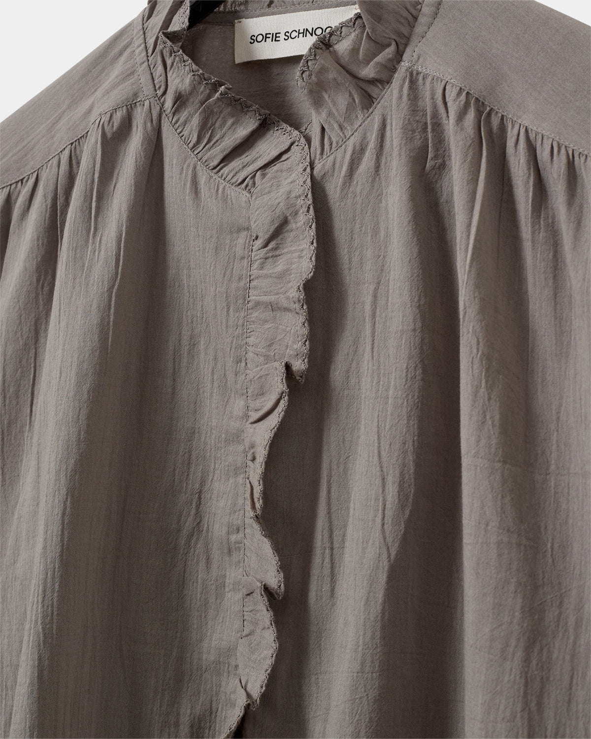 Sofie Schnoor WOMEN EDNASW FRILLED PLACKET SHIRT Shirt 8052 Stone Grey