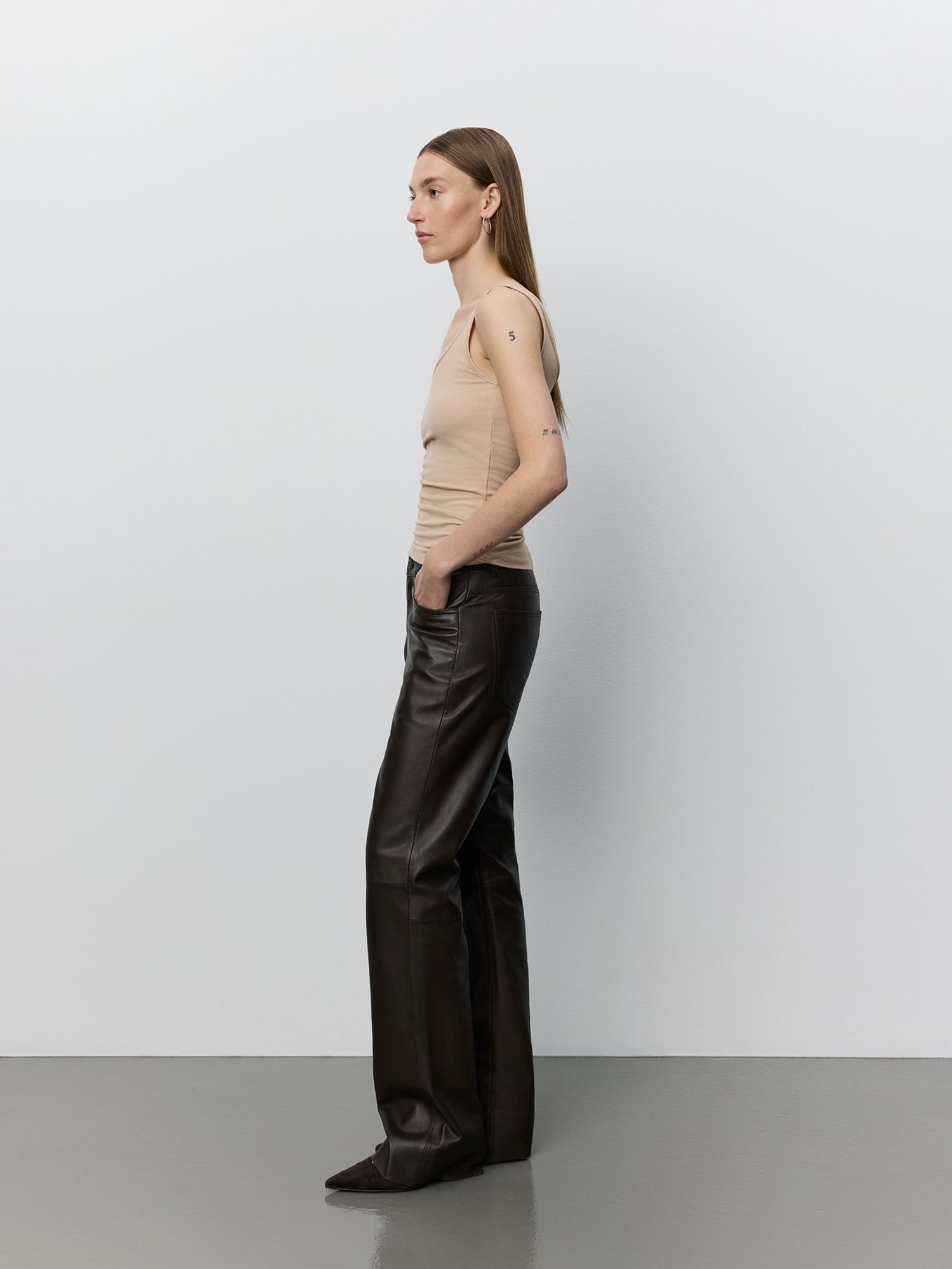 Sofie Schnoor WOMEN GATTISW LEATHER PANTS Trousers 7025 Dark brown
