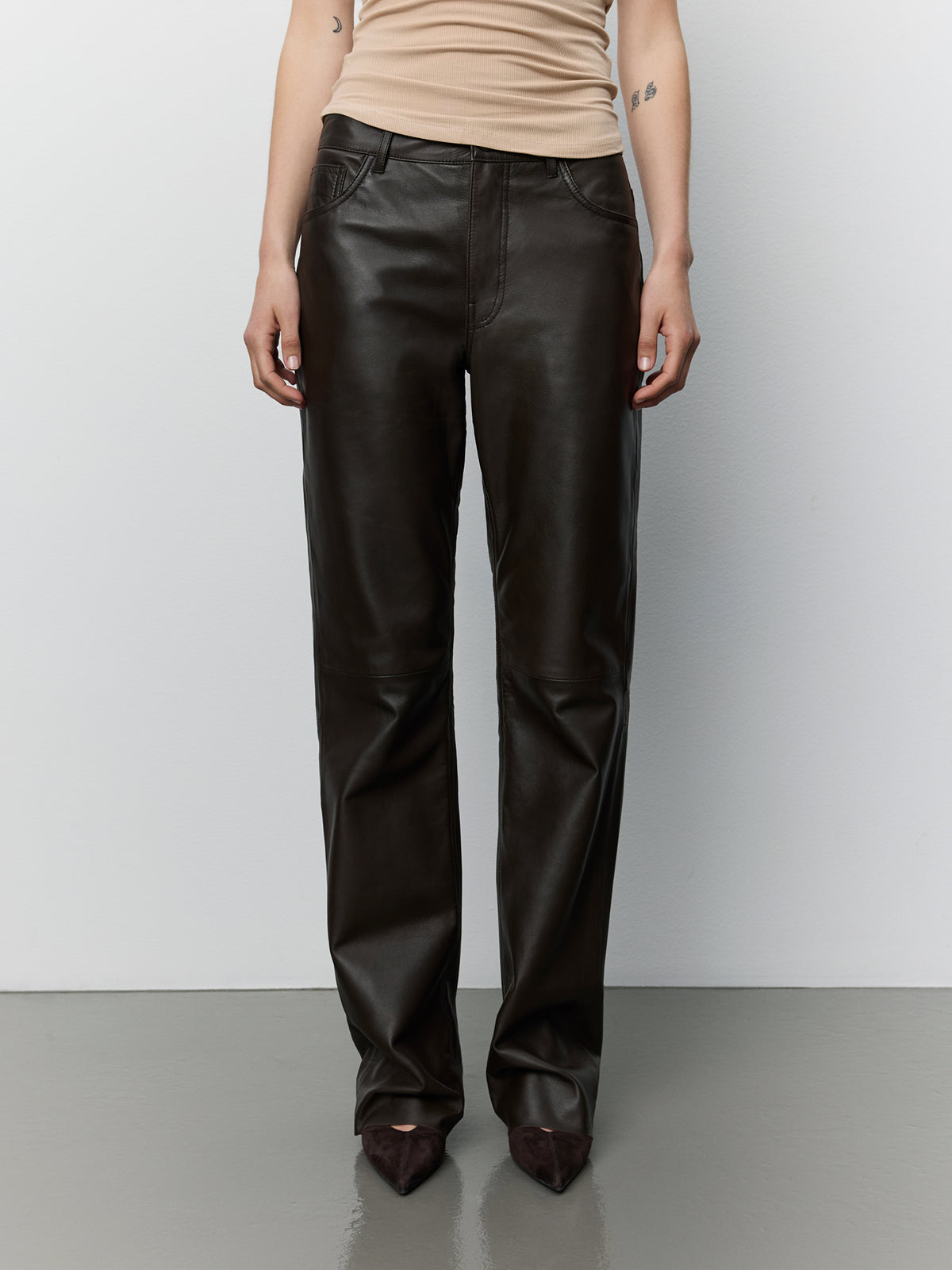 Sofie Schnoor WOMEN GATTISW LEATHER PANTS Trousers 7025 Dark brown