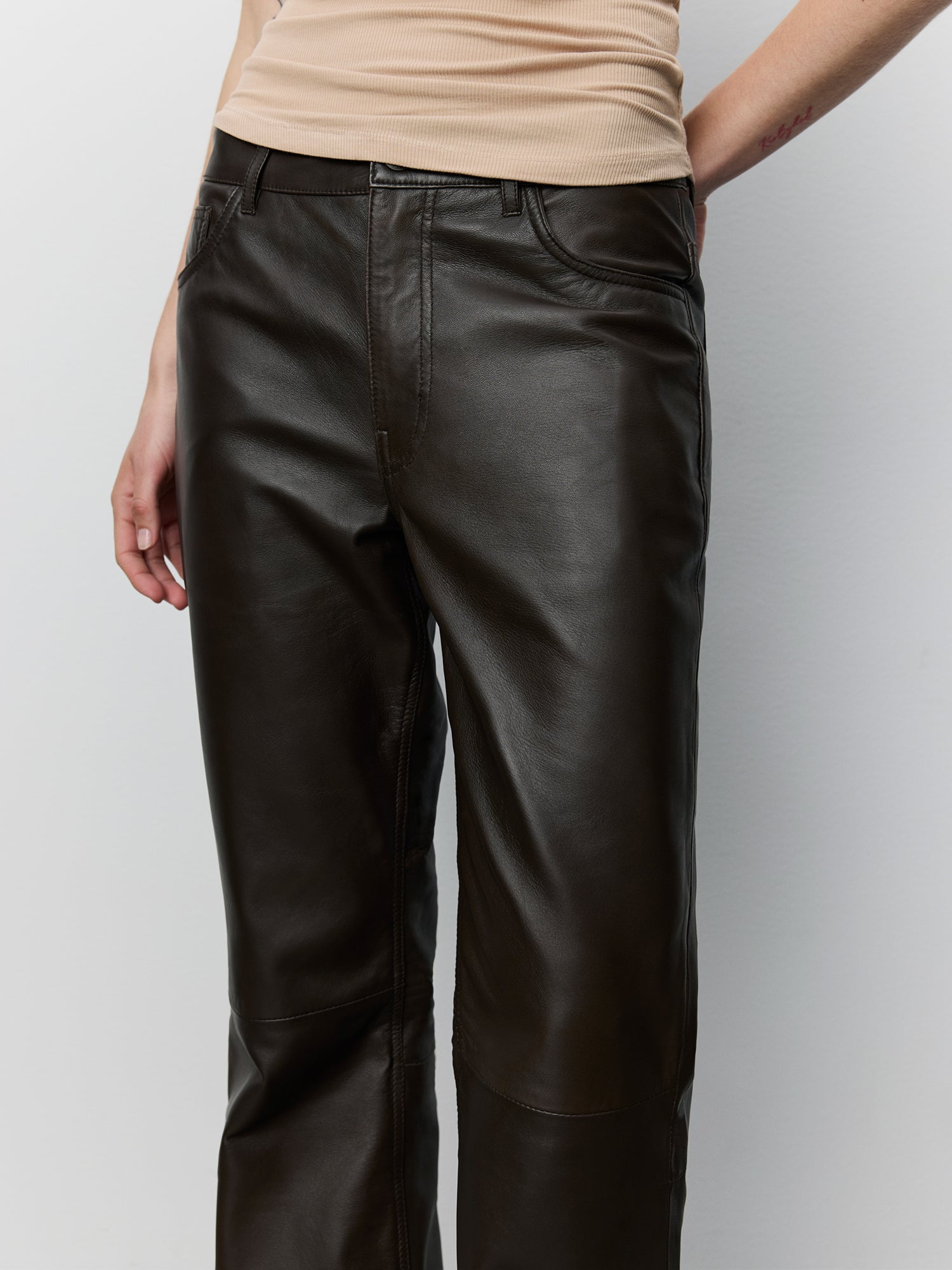 Sofie Schnoor WOMEN GATTISW LEATHER PANTS Trousers 7025 Dark brown