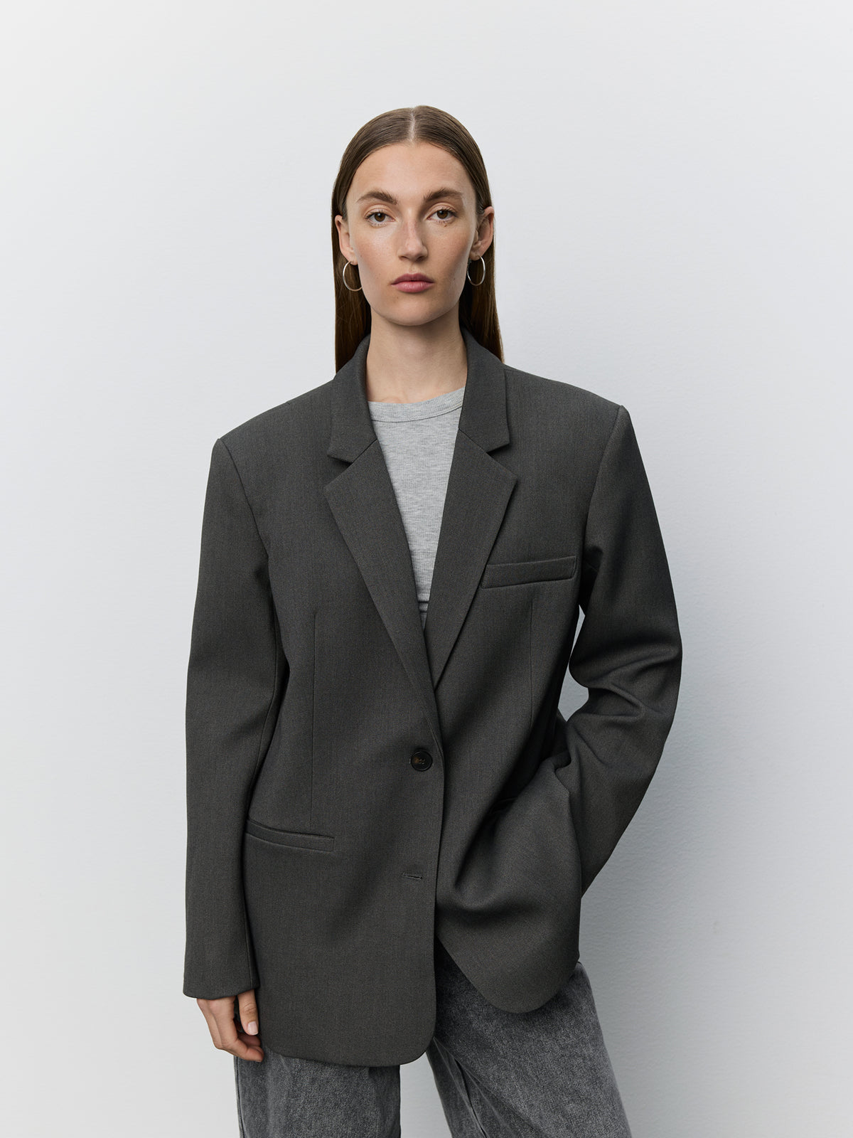 Sofie Schnoor WOMEN KAISW OVERSIZE BLAZER Blazer 8000 Grey Melange