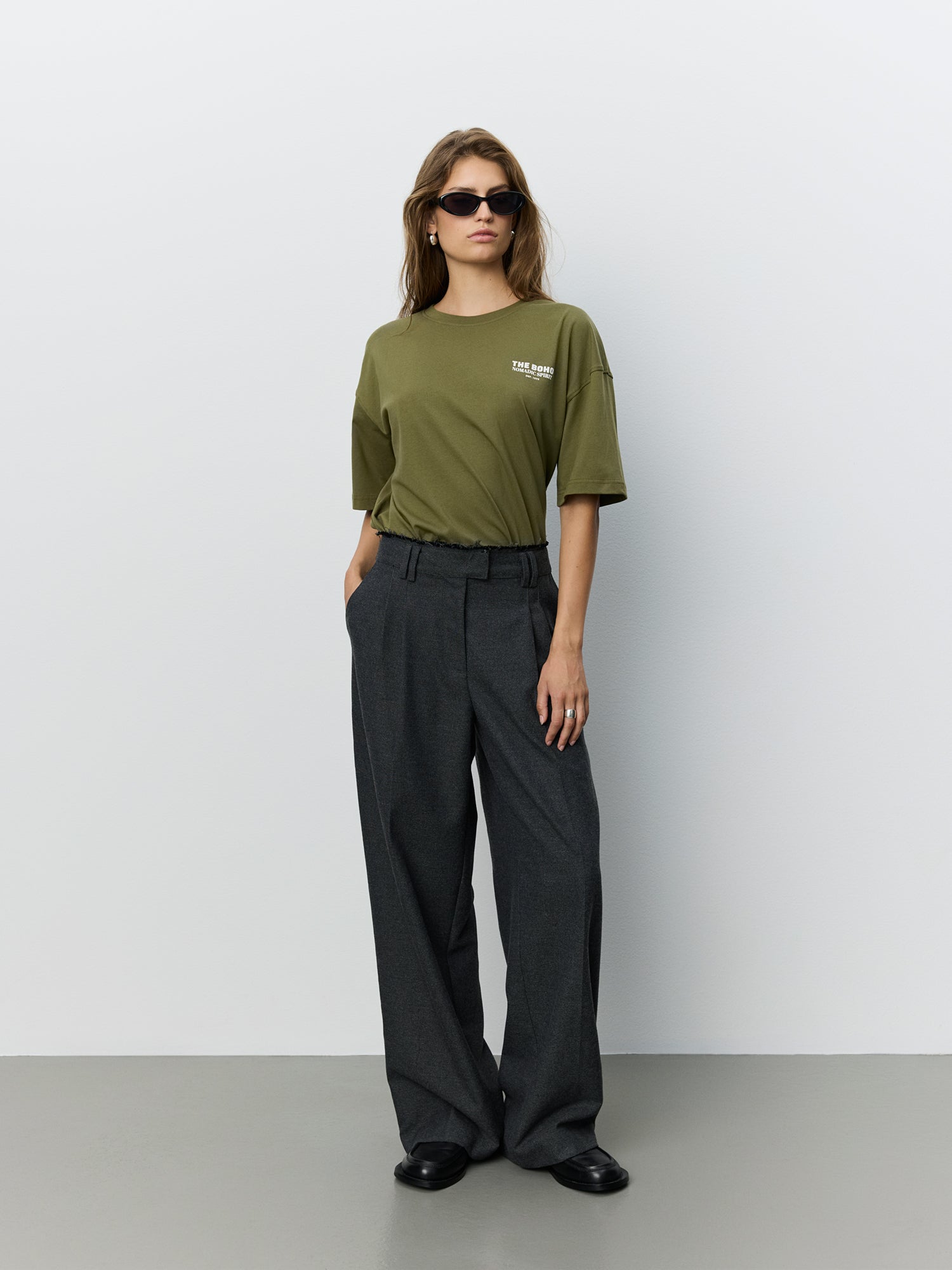 Sofie Schnoor WOMEN KIMJASW RAW EDGE TROUSERS Trousers 8011 Dark grey melange