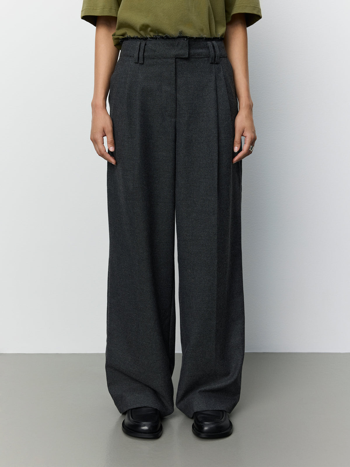 Sofie Schnoor WOMEN KIMJASW RAW EDGE TROUSERS Trousers 8011 Dark grey melange