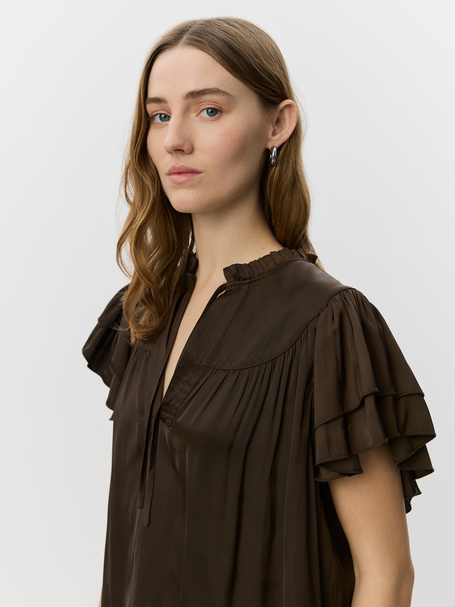 Sofie Schnoor WOMEN LALILASW FRILL TOP Top 7162 Intense Brown