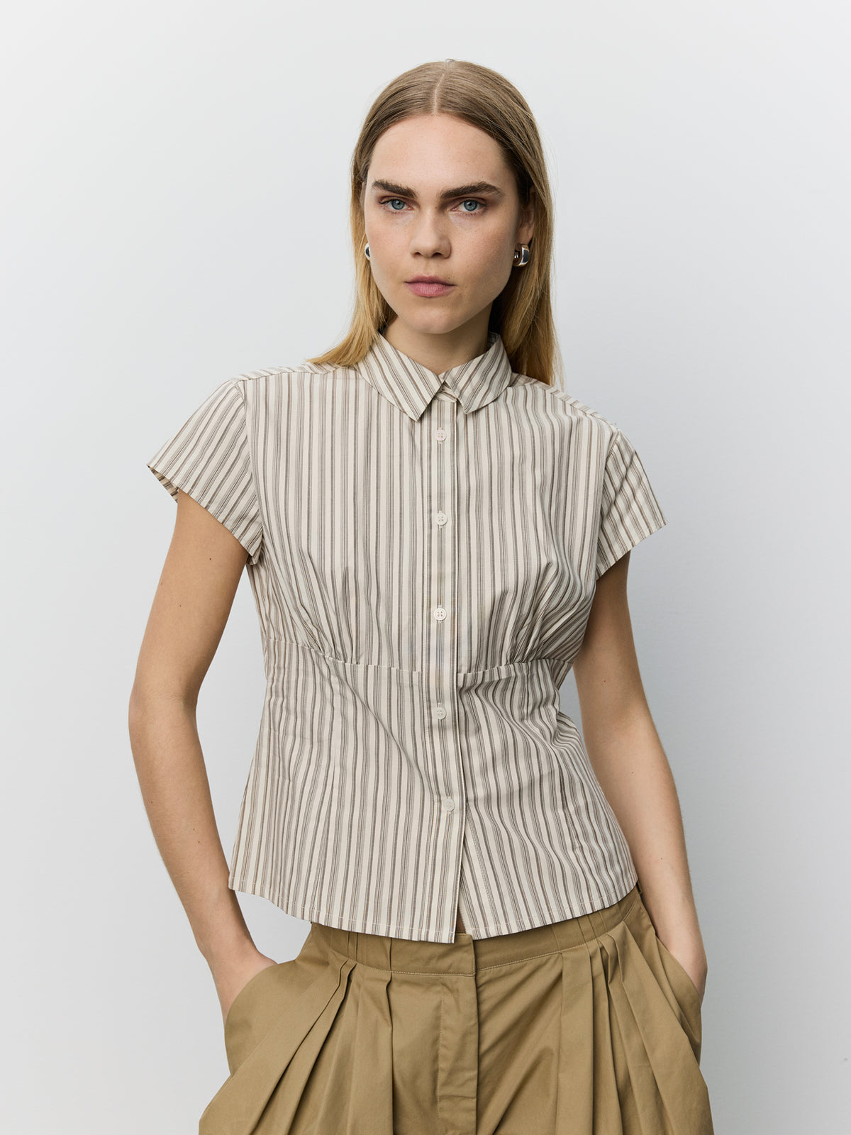 Sofie Schnoor WOMEN LILYANSW FITTED SHIRT Shirt 7118 Light Brown Striped