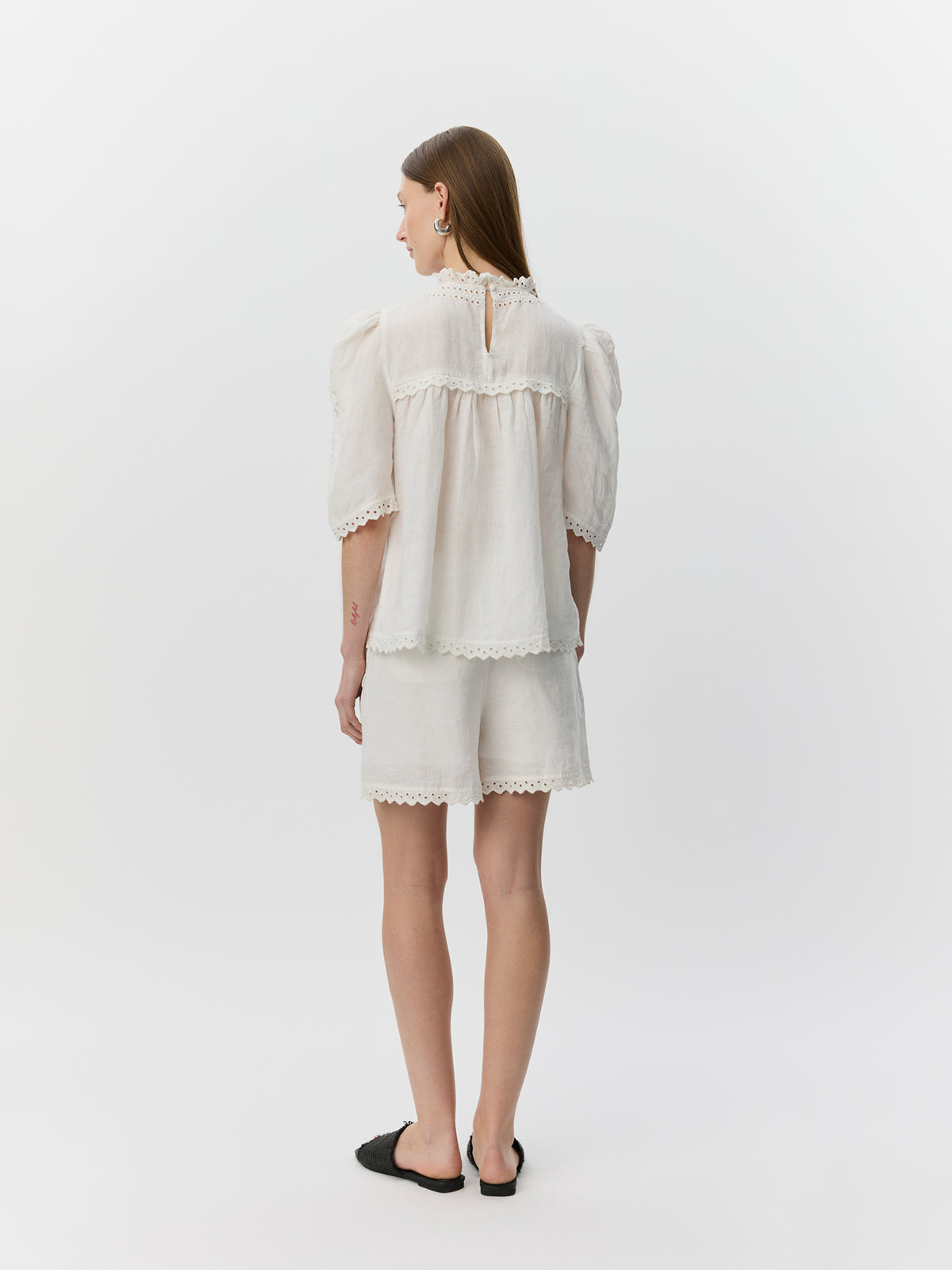 Sofie Schnoor WOMEN MAIASW EMBROIDERED CUT-OUT LACE TOP Top 0159 Cream White