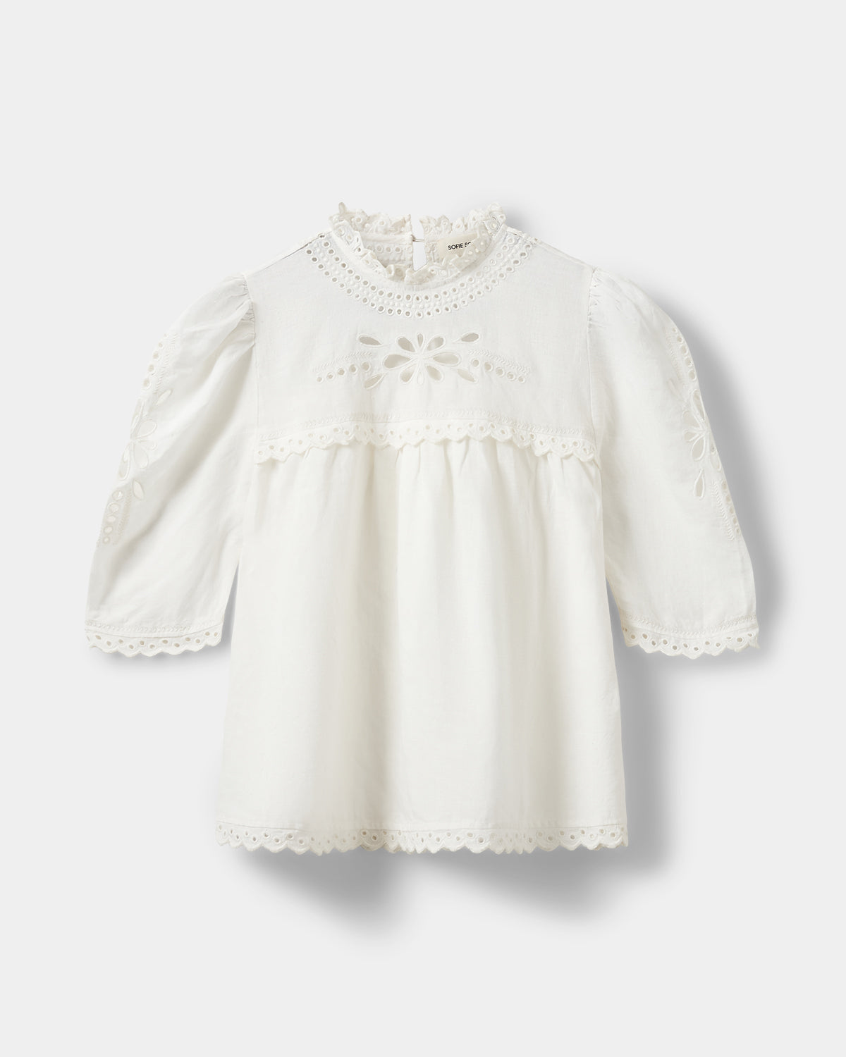 Sofie Schnoor WOMEN MAIASW EMBROIDERED CUT-OUT LACE TOP Top 0159 Cream White