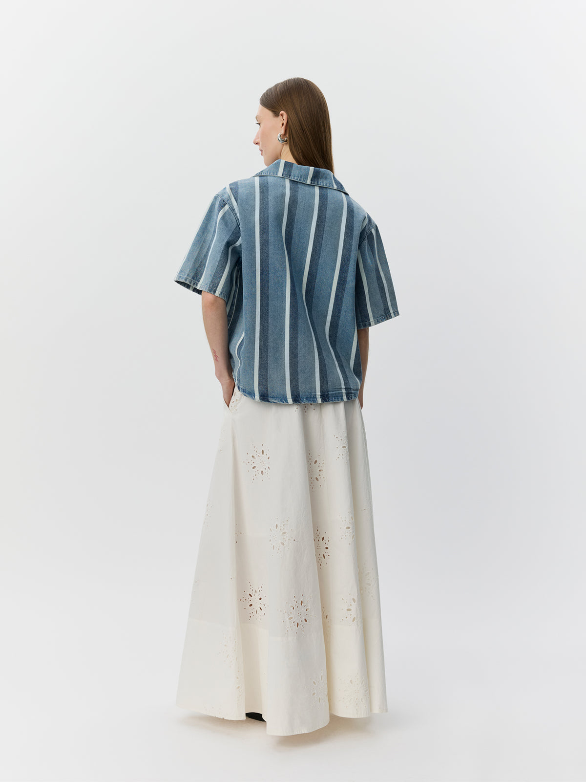Sofie Schnoor WOMEN MAKISW STRIPED DENIM SHIRT Shirt 5123 Blue denim Stripe