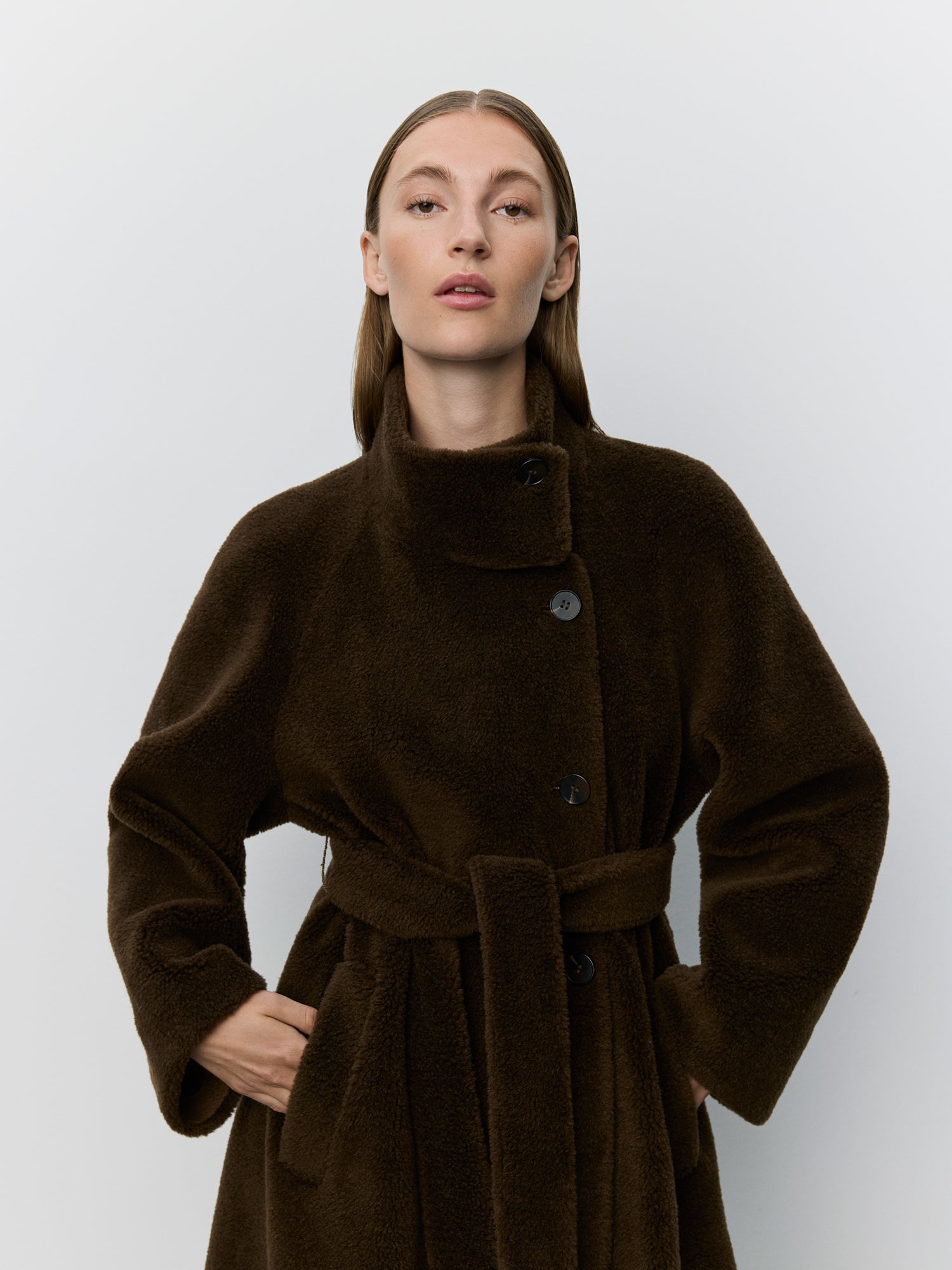 Sofie Schnoor WOMEN MARGITSW WOOL FUR COAT Jacket 7025 Dark brown